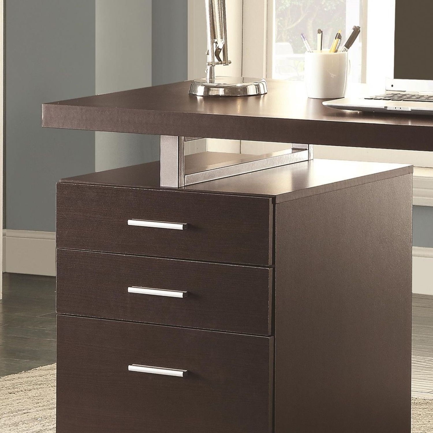 Modern Desk W Storage Cabinet - image-3