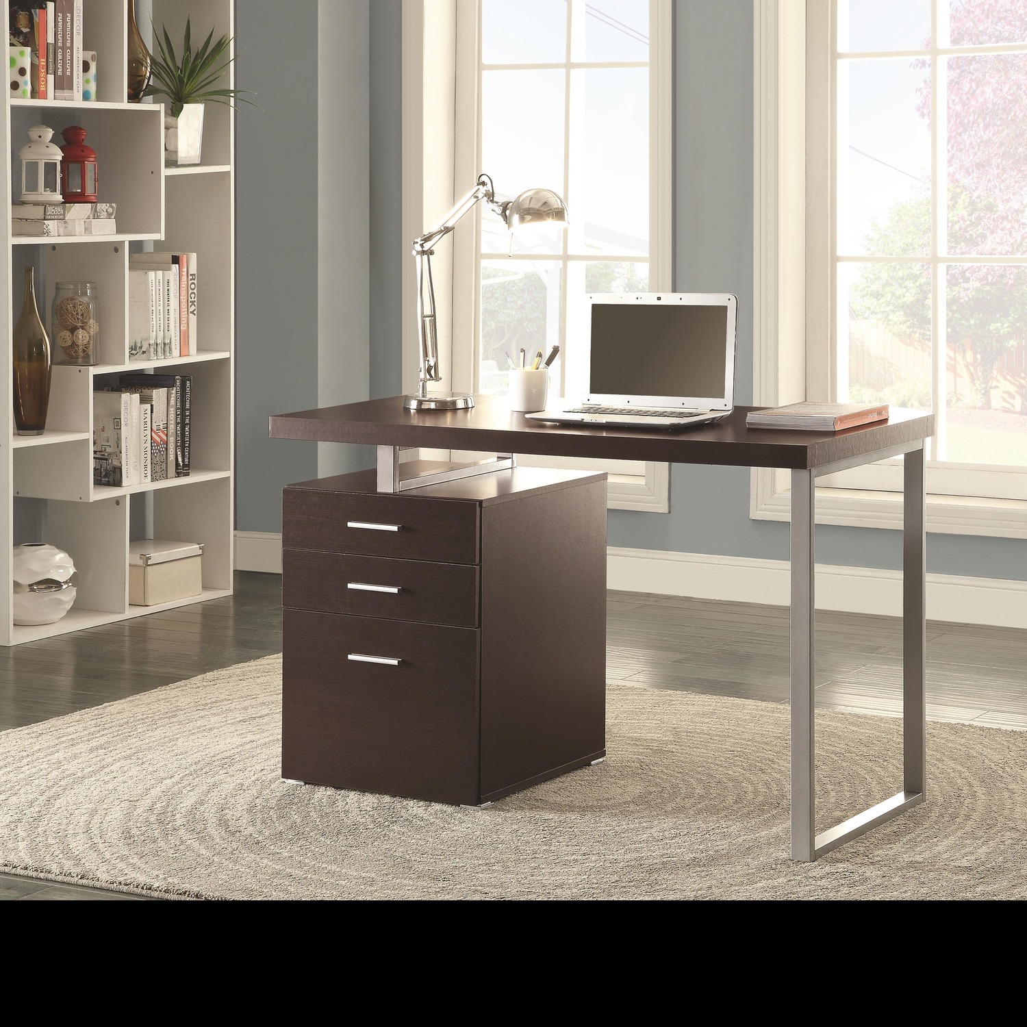 Modern Desk W Storage Cabinet - image-2