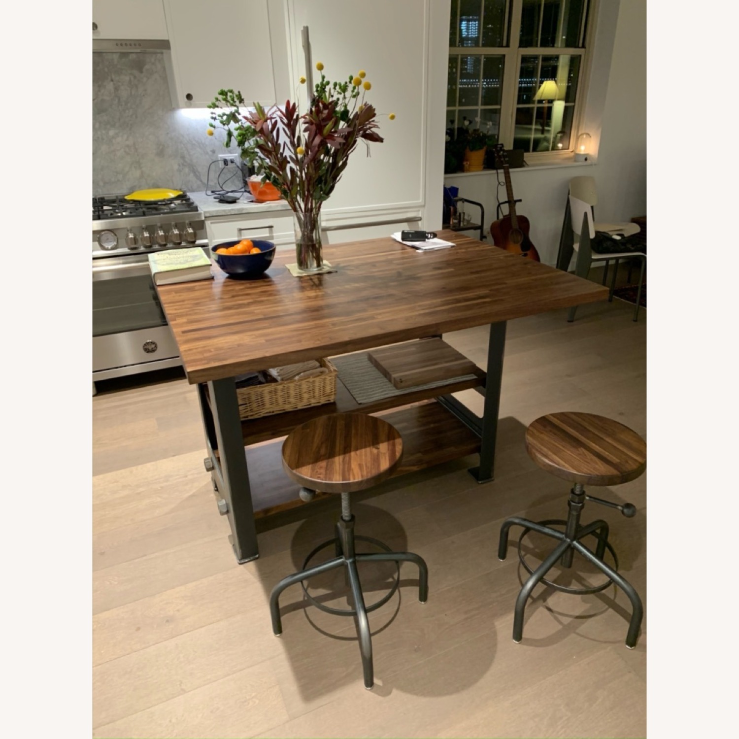 Industrial Kitchen Island with Two Stools - image-5