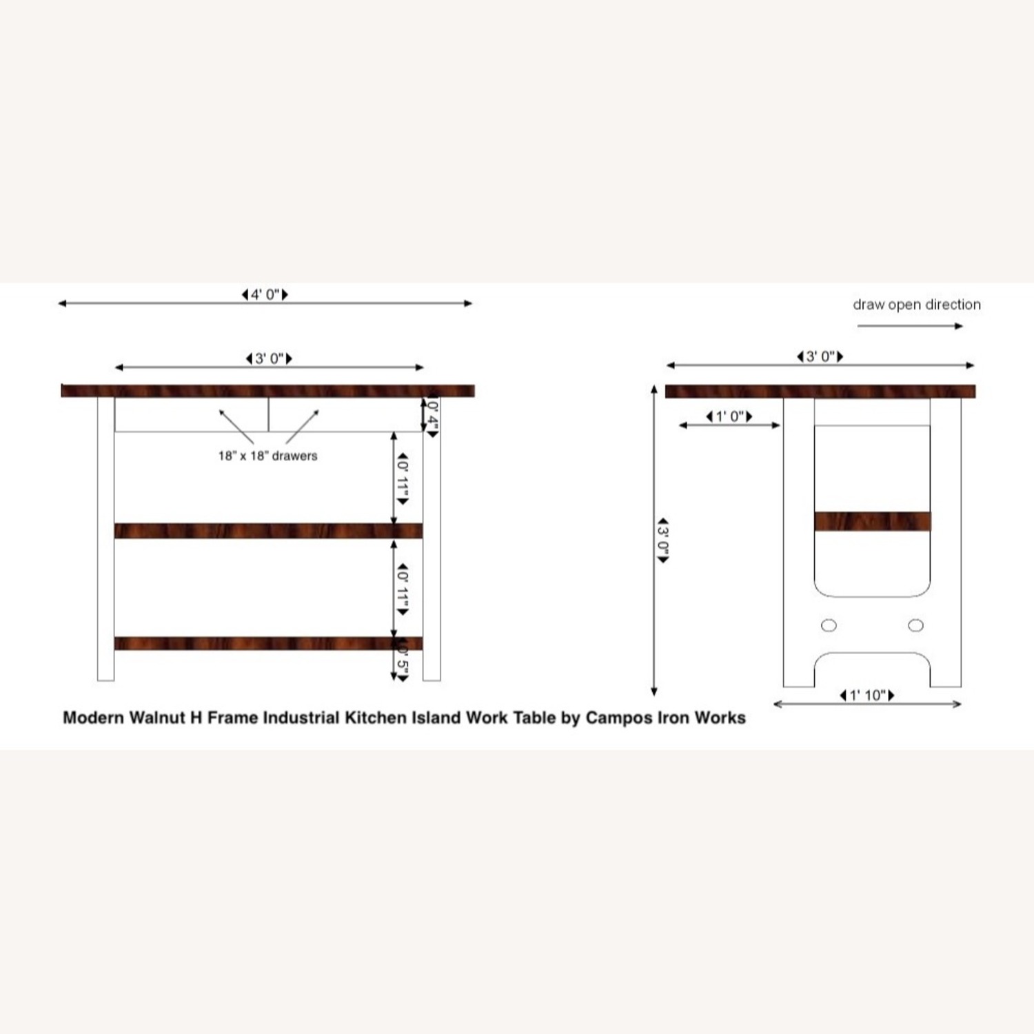 Industrial Kitchen Island with Two Stools - image-6