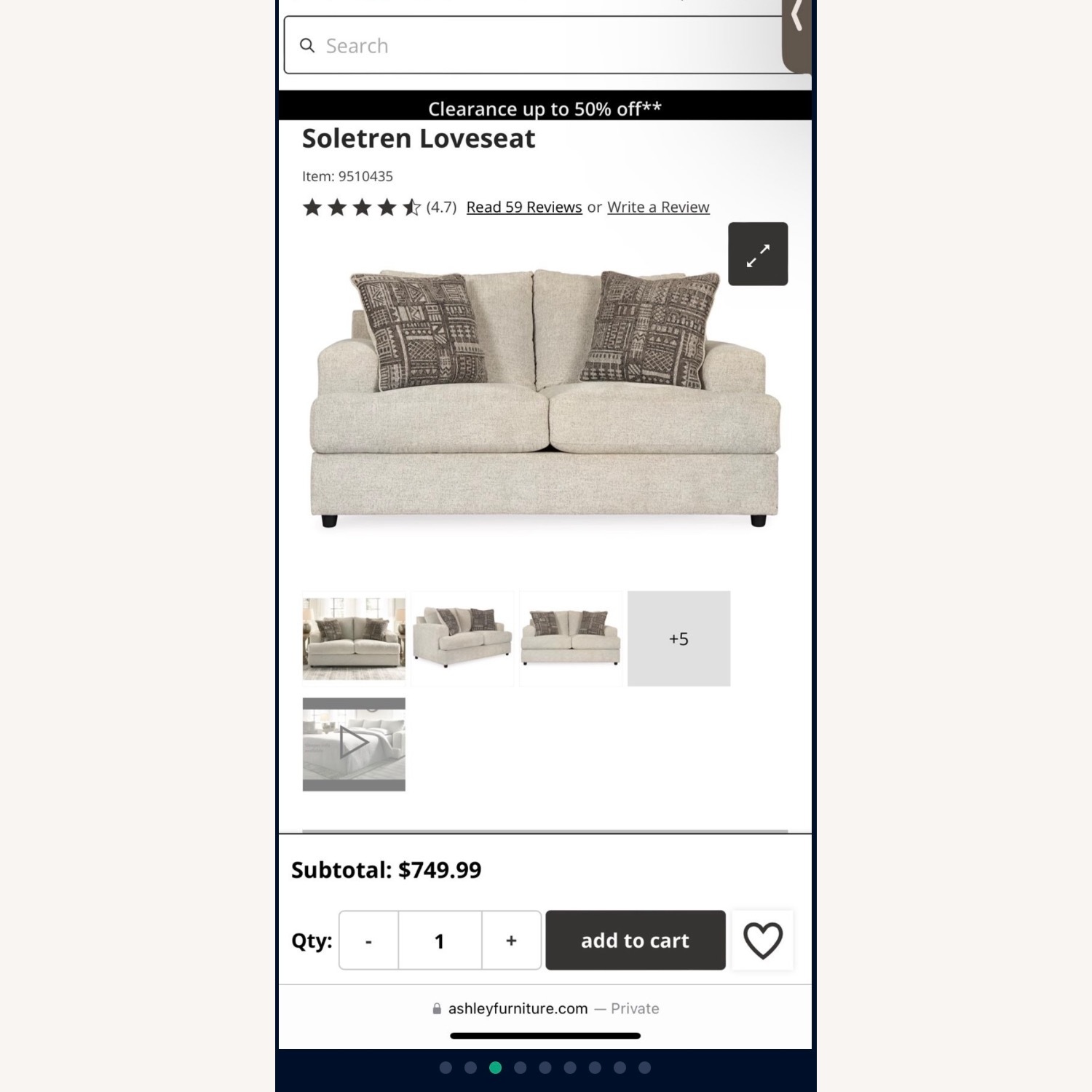 Ashely Furiture Soletren Beige Couch - image-3