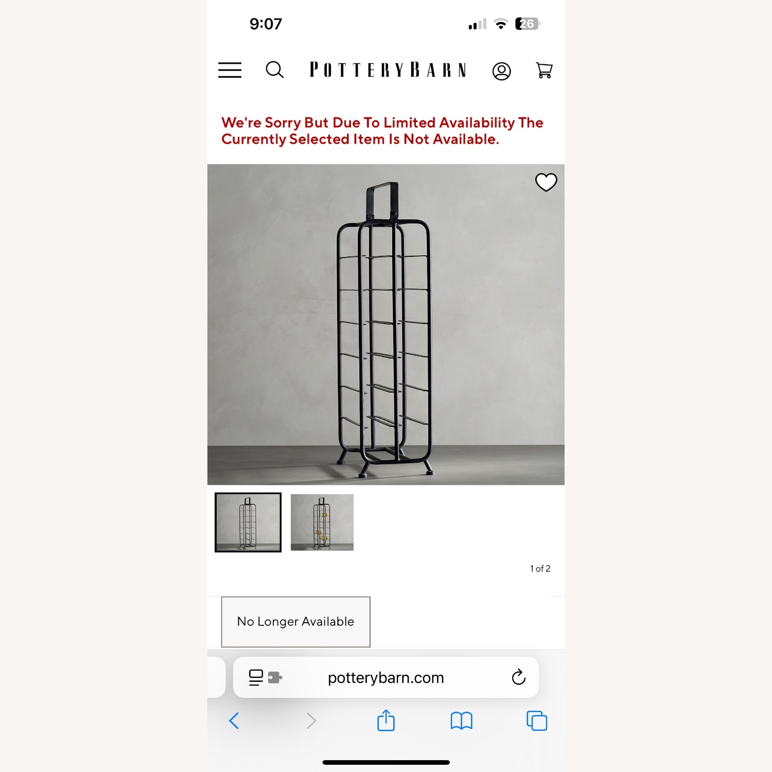 Pottery Barn Iron Caddie Tall Wine Rack - image-3