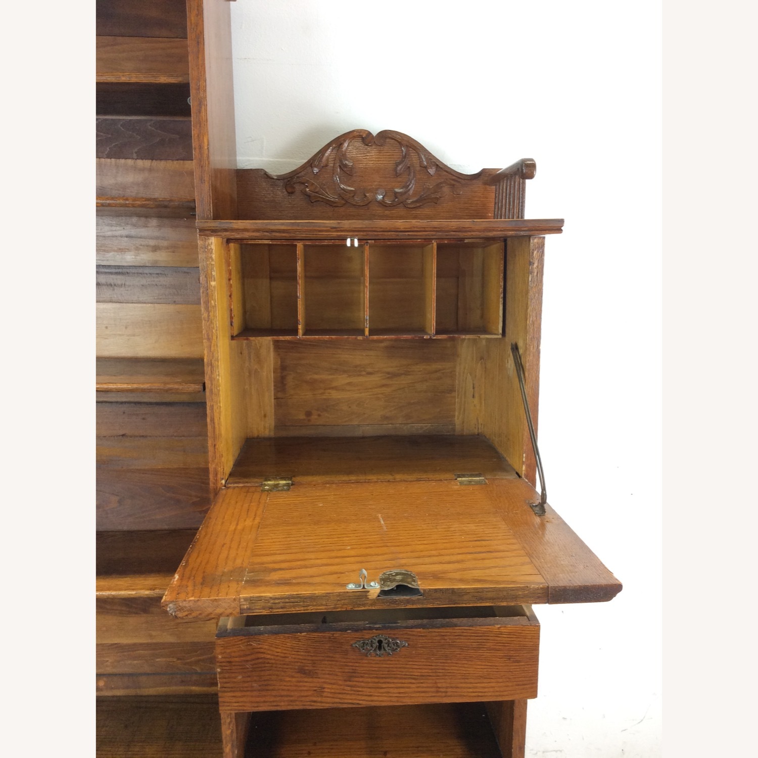 Antique Oak Side by Side w/ Bookcase & Desk - image-13
