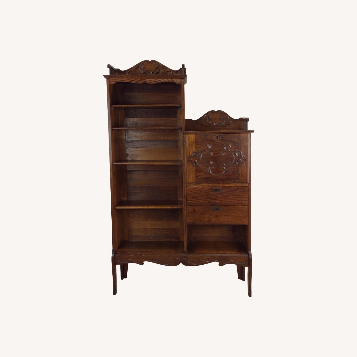 Antique Oak Side by Side w/ Bookcase & Desk - image-0