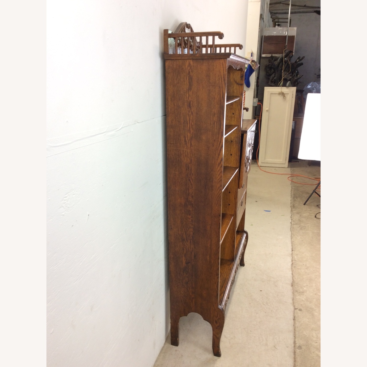 Antique Oak Side by Side w/ Bookcase & Desk - image-17