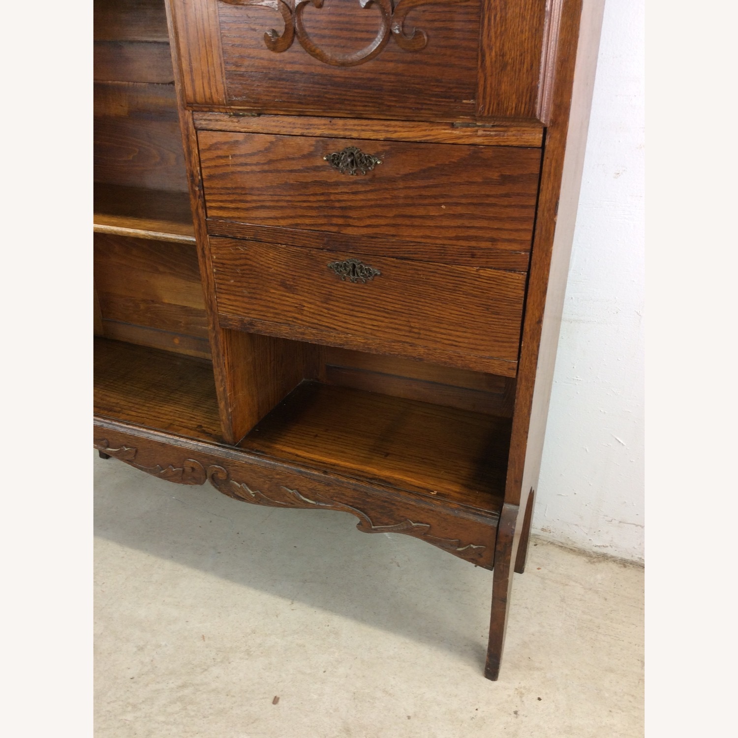 Antique Oak Side by Side w/ Bookcase & Desk - image-7
