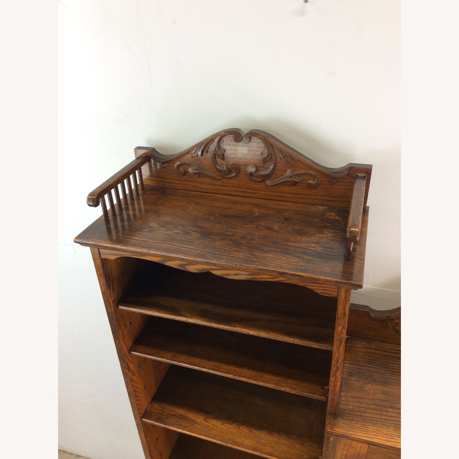 Antique Oak Side by Side w/ Bookcase & Desk - image-11