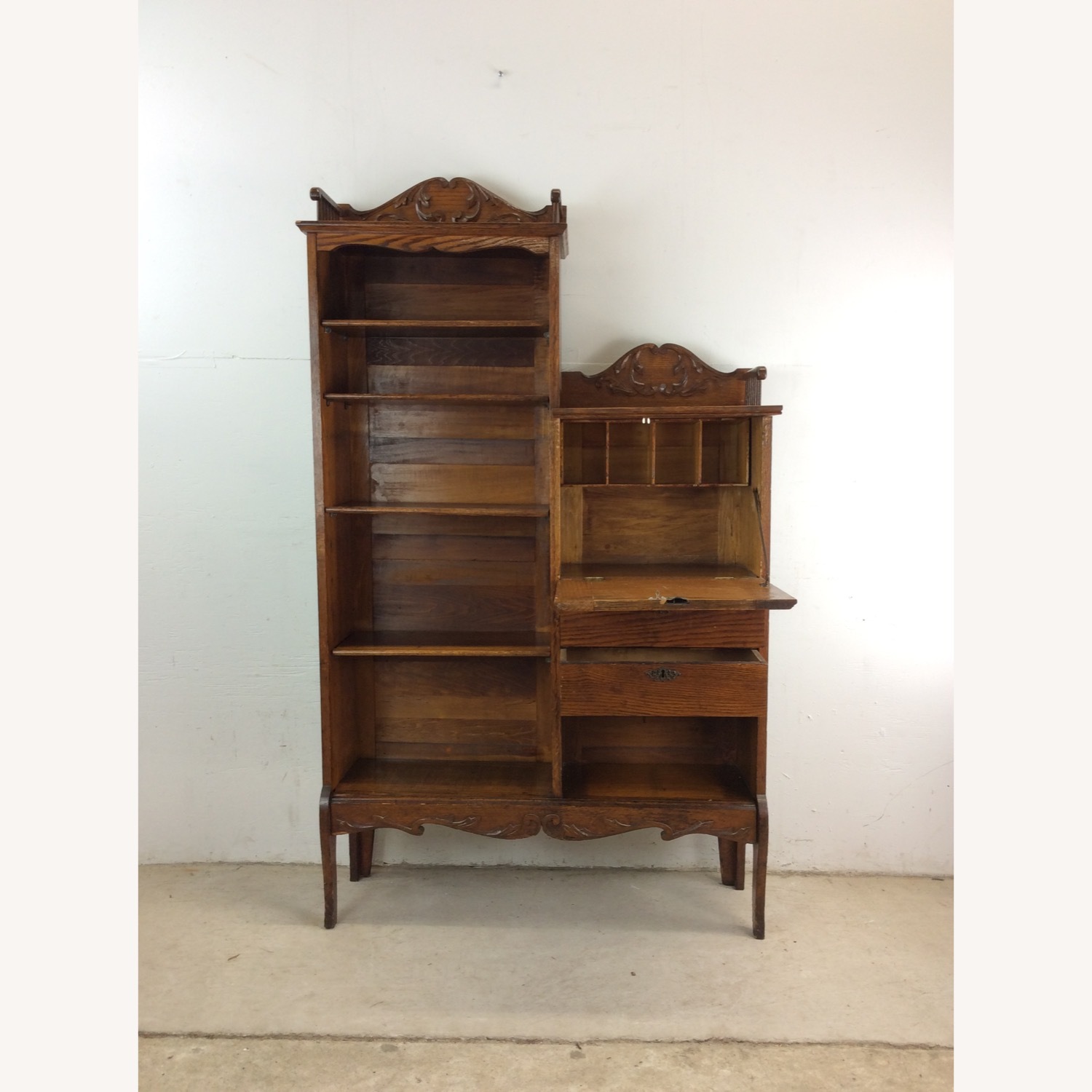 Antique Oak Side by Side w/ Bookcase & Desk - image-12