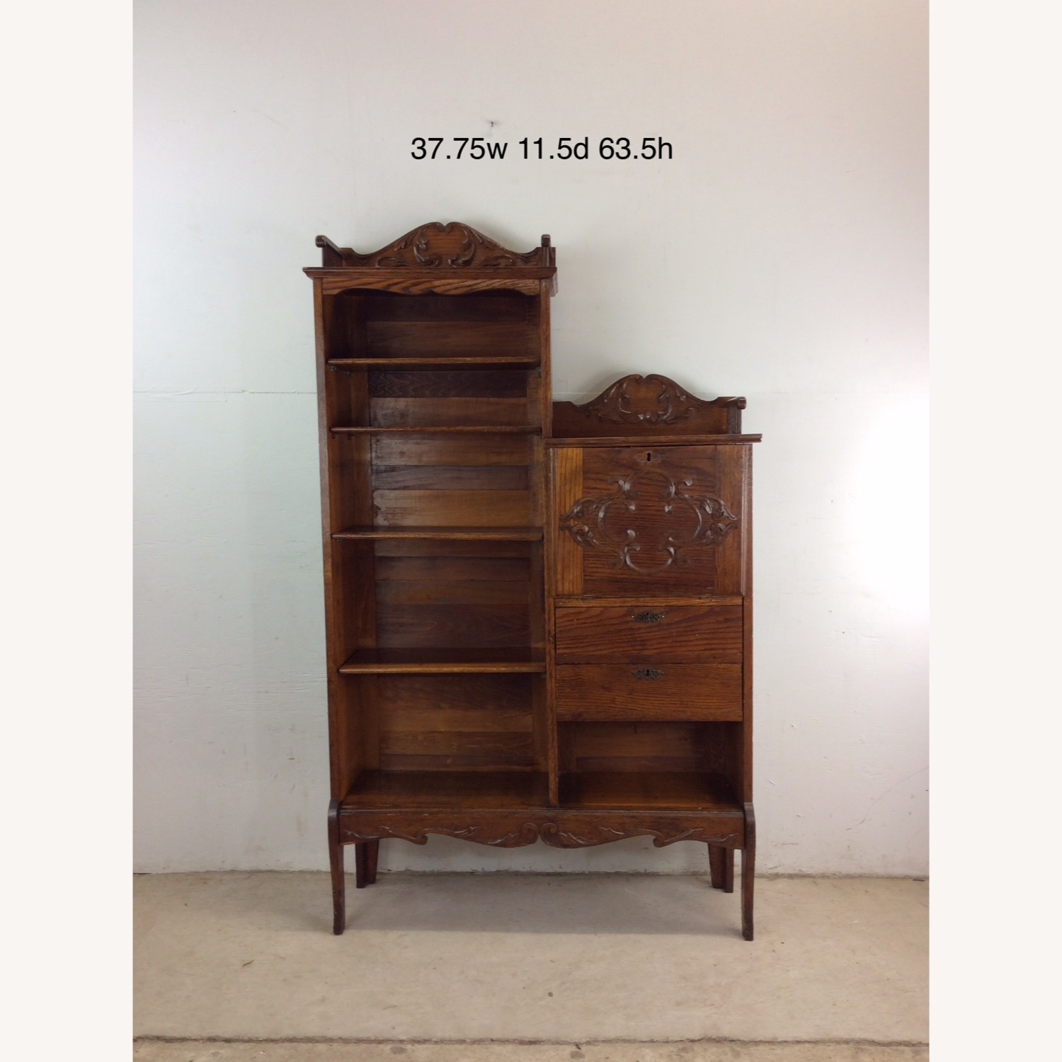Antique Oak Side by Side w/ Bookcase & Desk - image-21