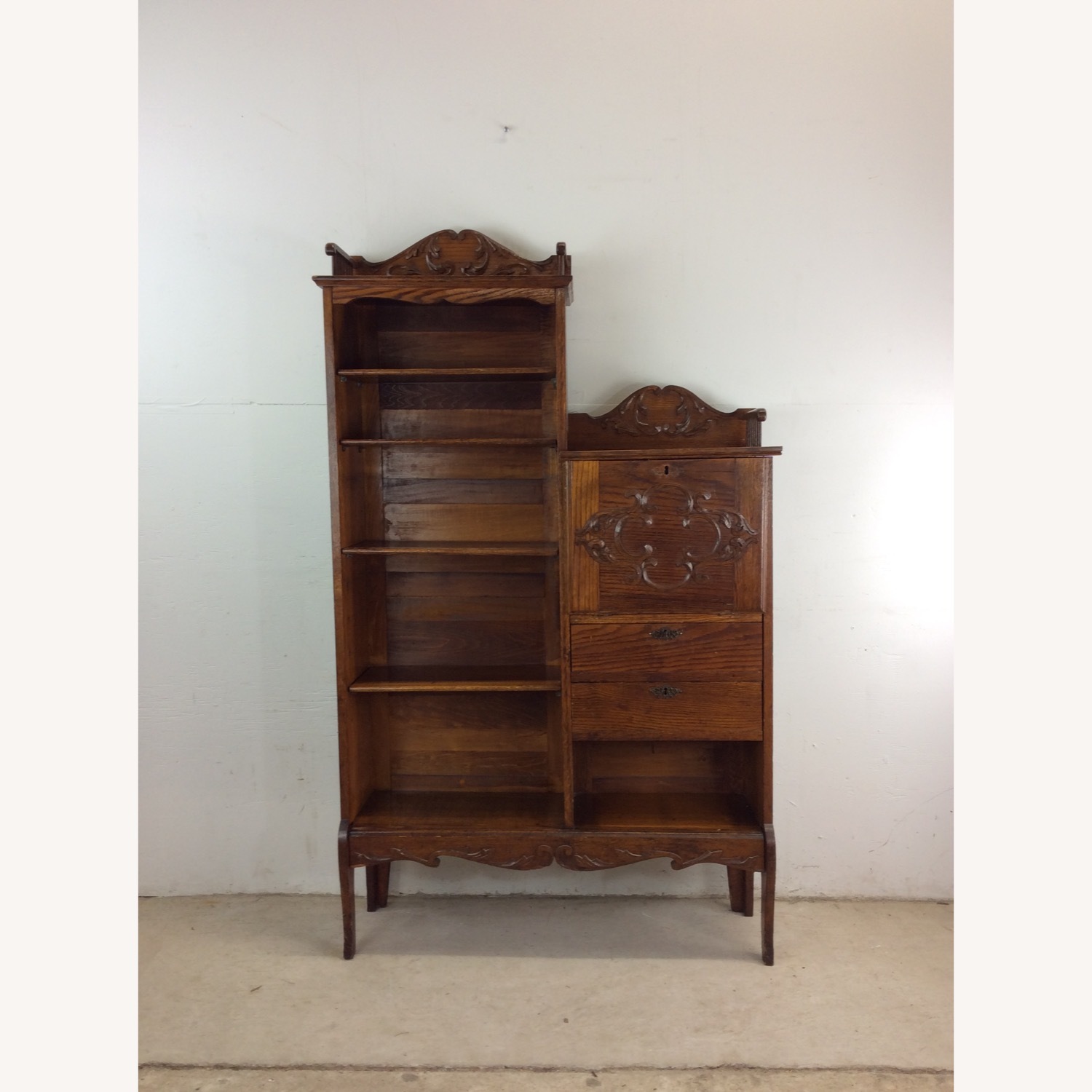Antique Oak Side by Side w/ Bookcase & Desk - image-1