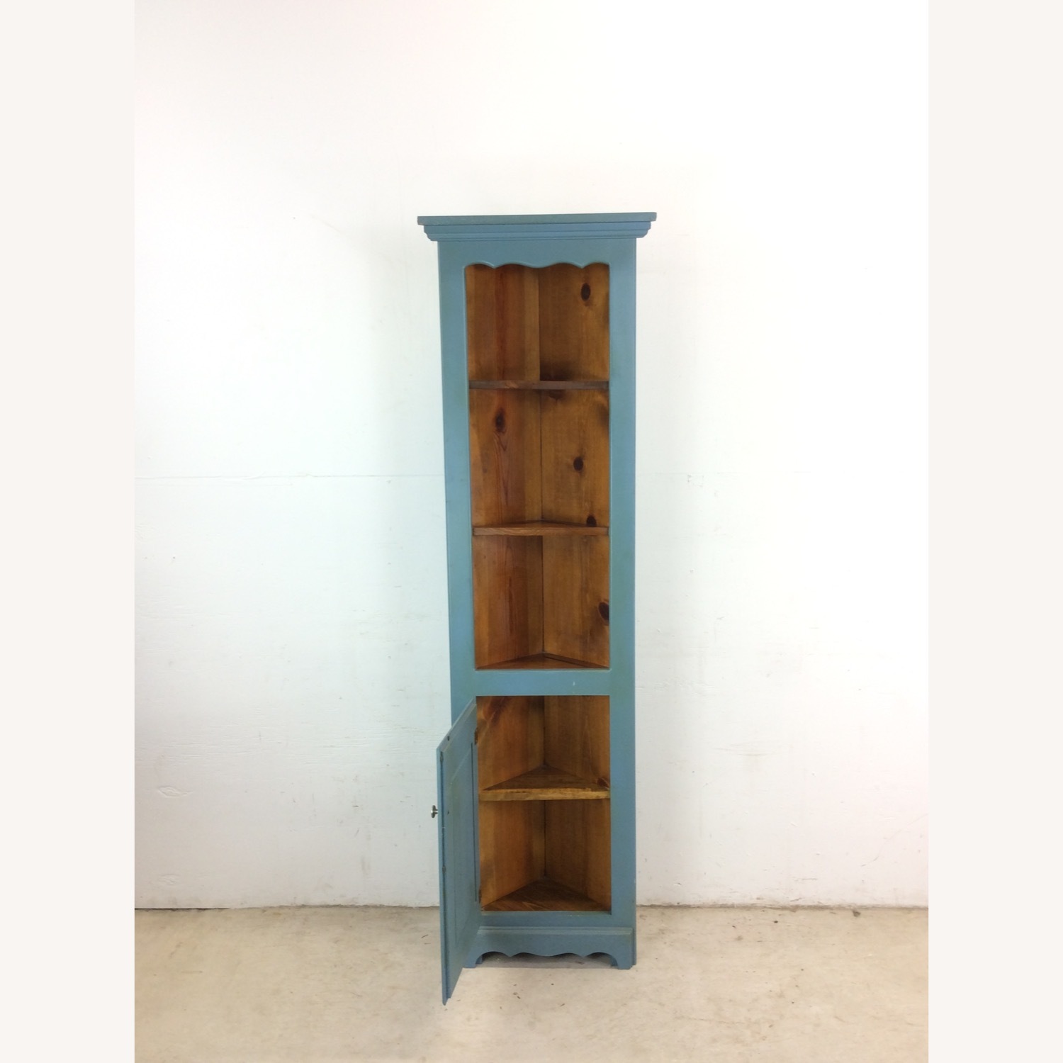 Antique Pine Corner Cabinet W Shelving & Cabinet - image-16