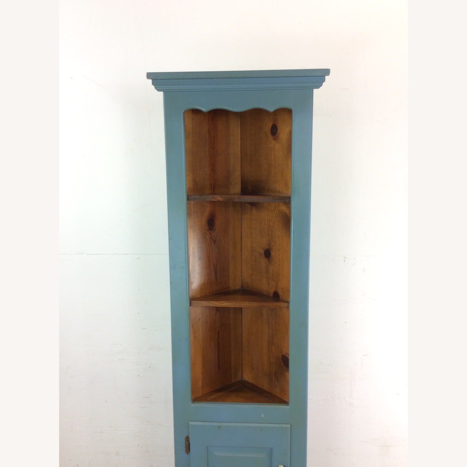 Antique Pine Corner Cabinet W Shelving & Cabinet - image-3