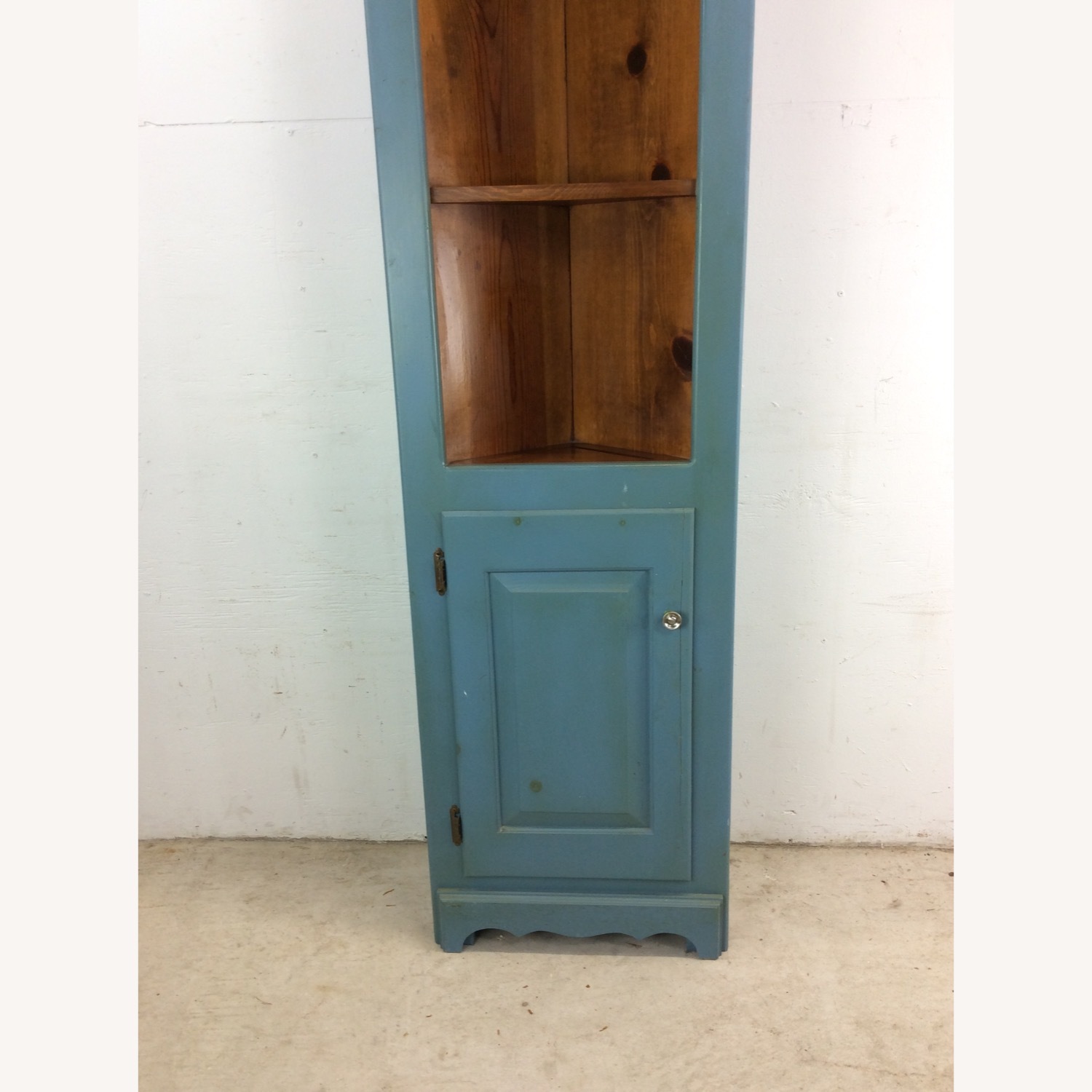 Antique Pine Corner Cabinet W Shelving & Cabinet - image-4