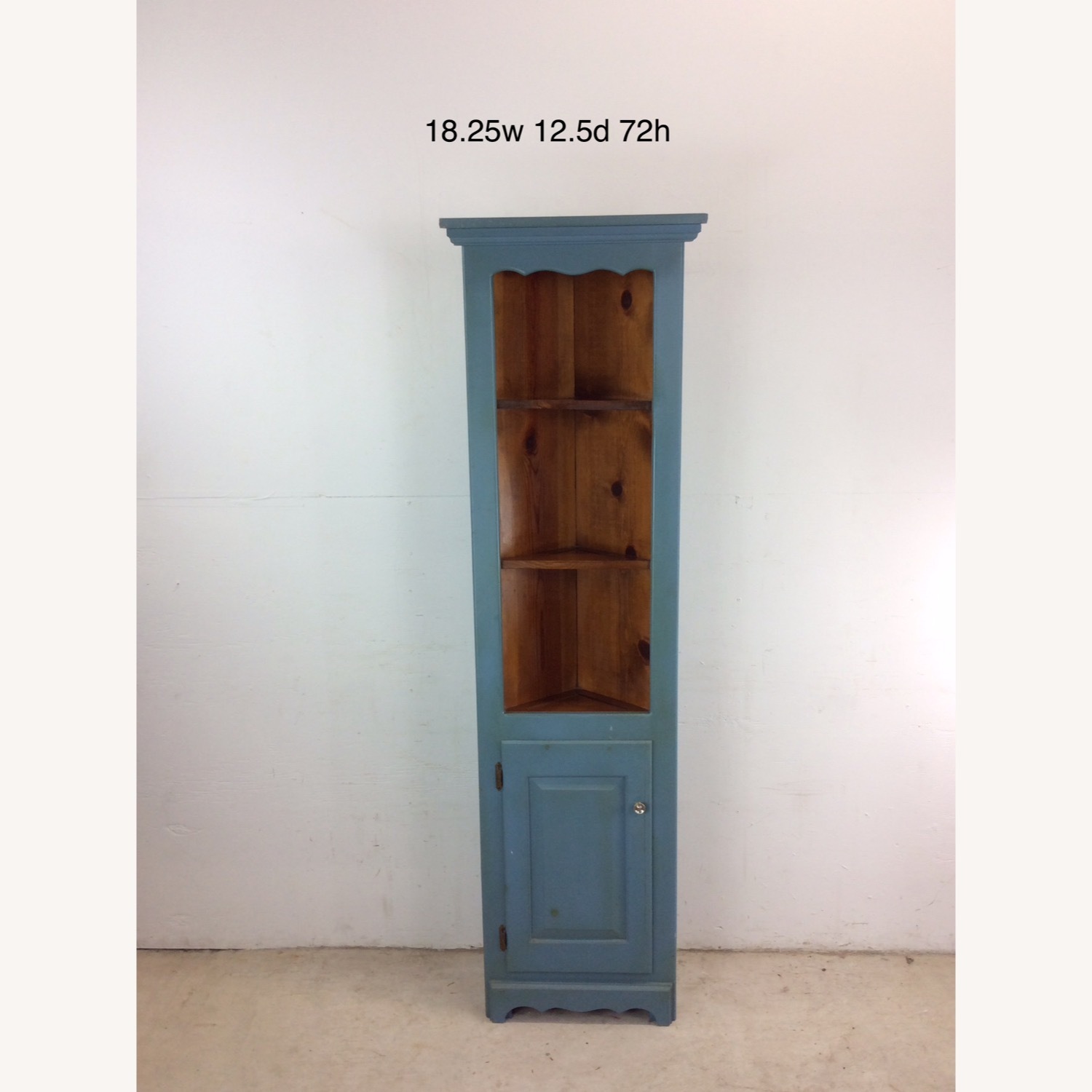 Antique Pine Corner Cabinet W Shelving & Cabinet - image-22