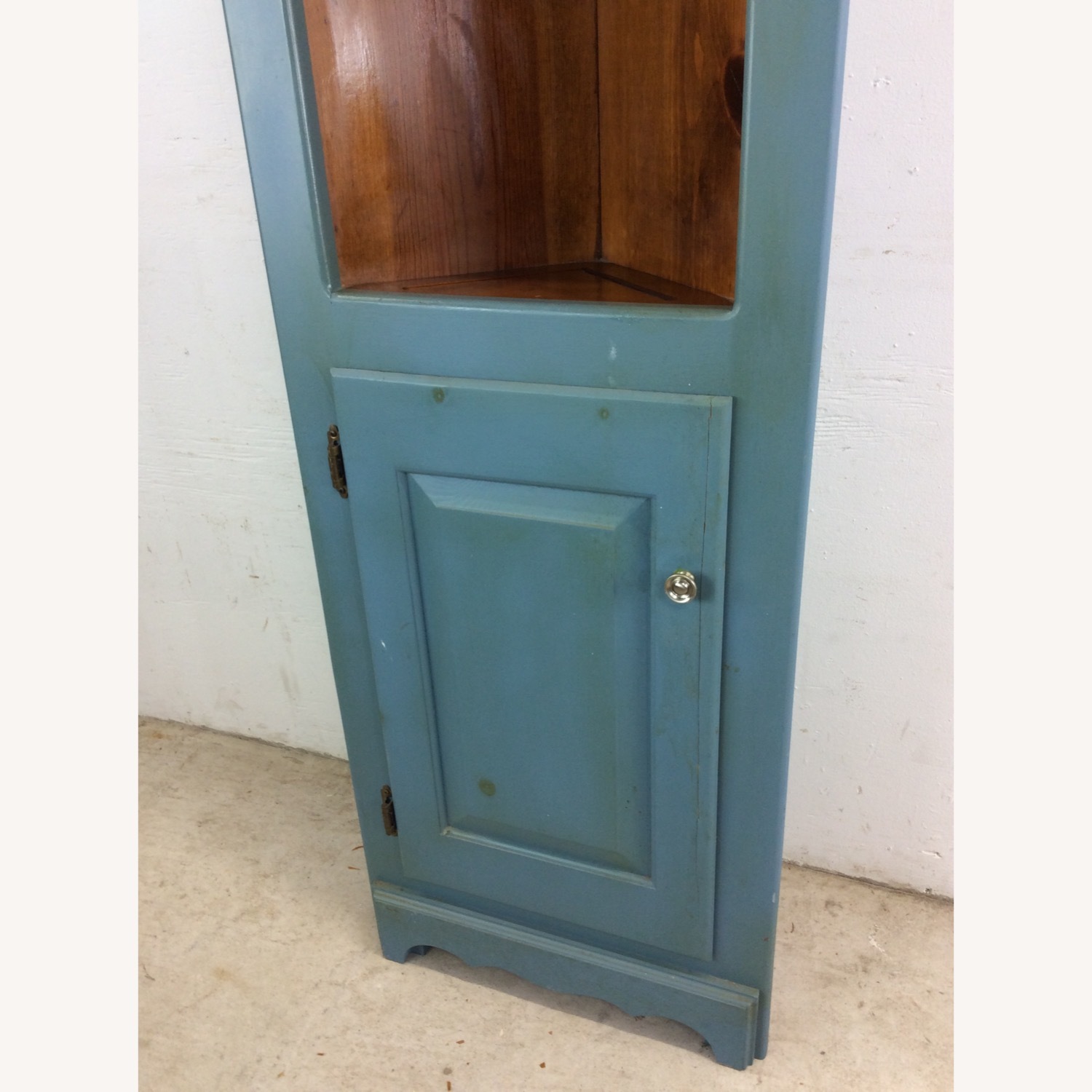 Antique Pine Corner Cabinet W Shelving & Cabinet - image-7