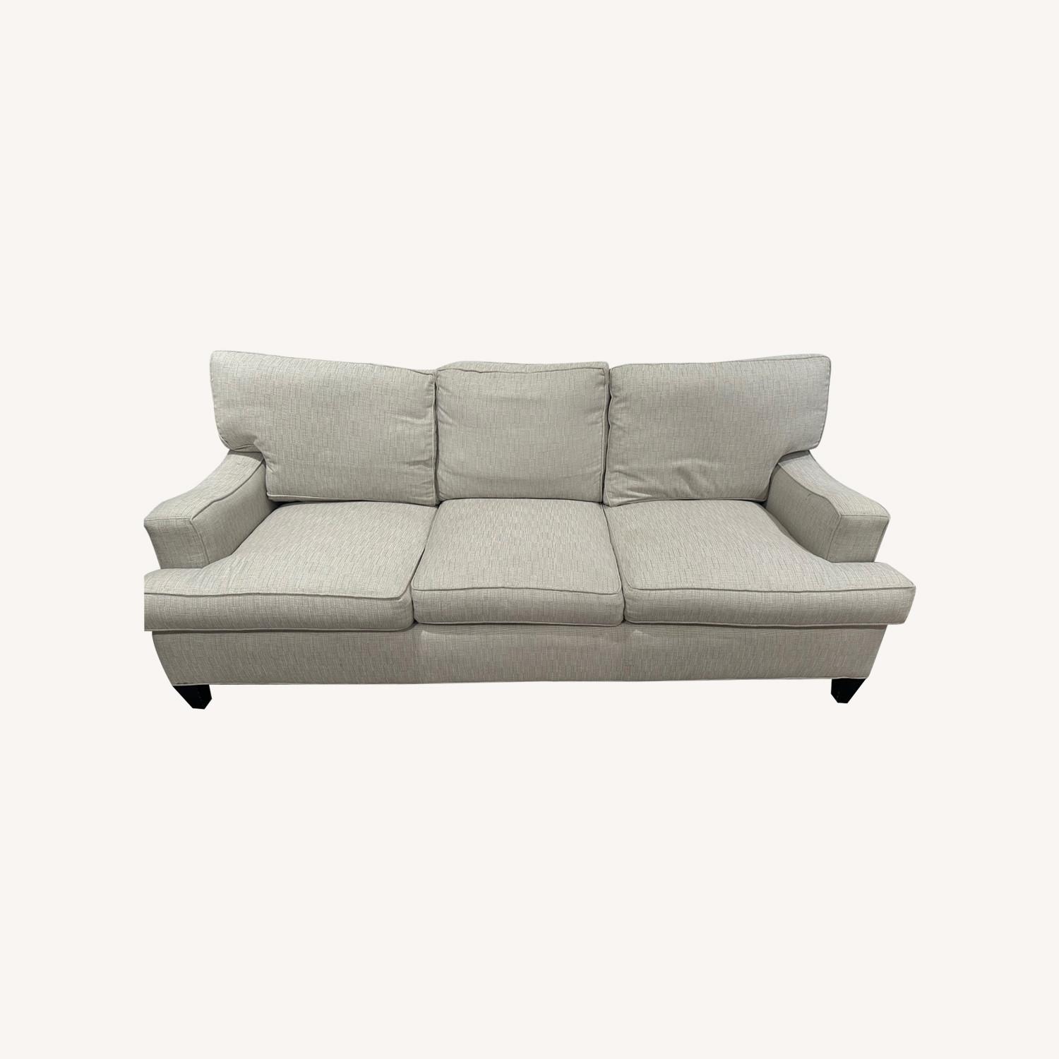 Duralee Custom Cream Couch, Stain Resistant - image-0