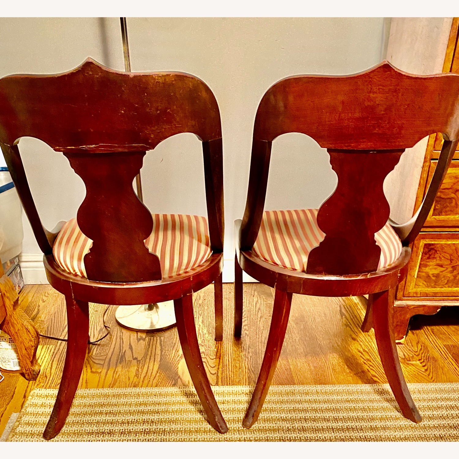 Accent Chairs with Red White Striped Seat - image-2