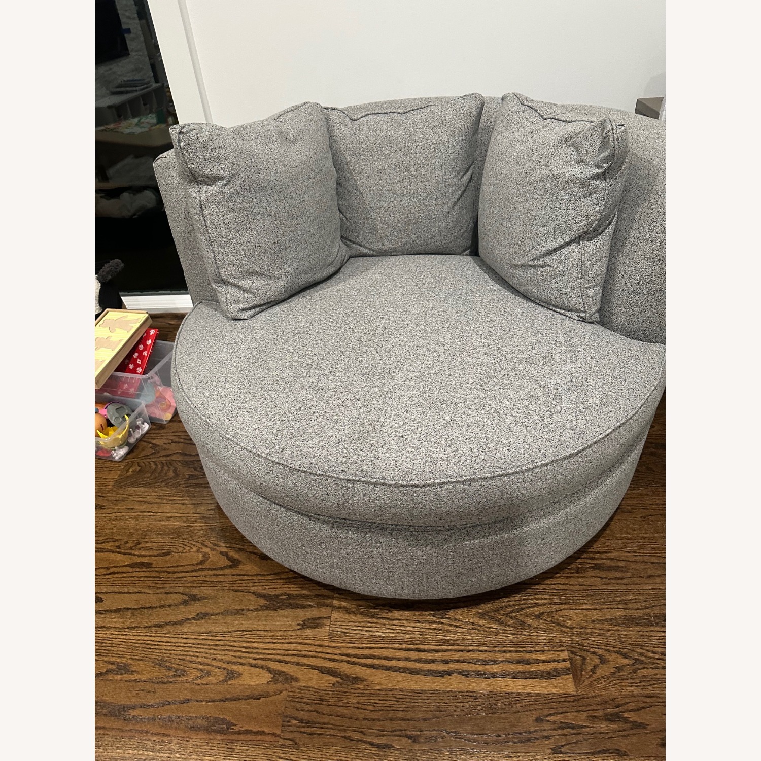 Gray Room & Board Eos Oversized Swivel Chair - image-1