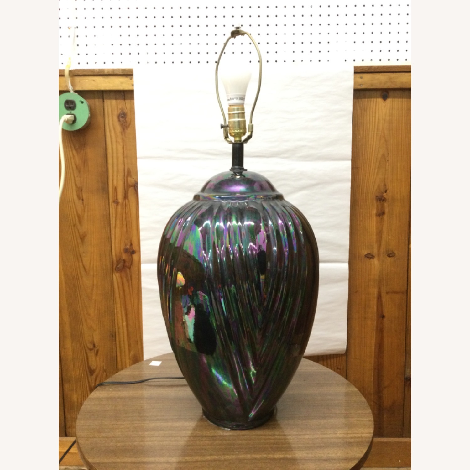 Postmodern Iridescent Black Ceramic Table Lamp - image-16