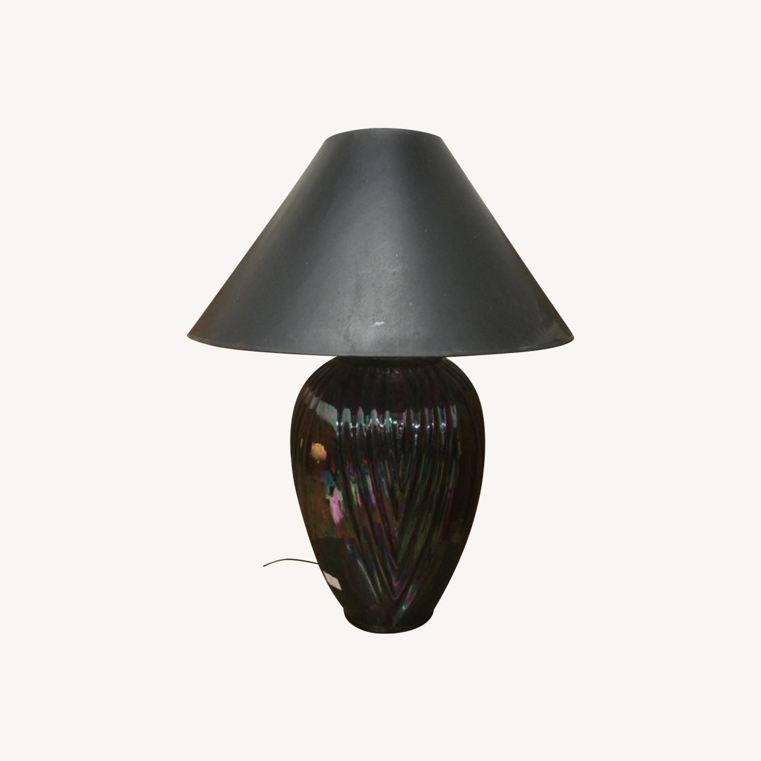 Postmodern Iridescent Black Ceramic Table Lamp - image-0