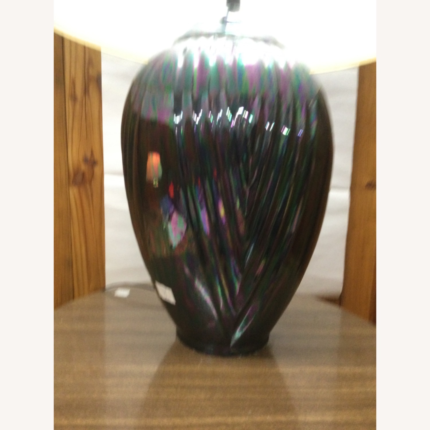 Postmodern Iridescent Black Ceramic Table Lamp - image-7