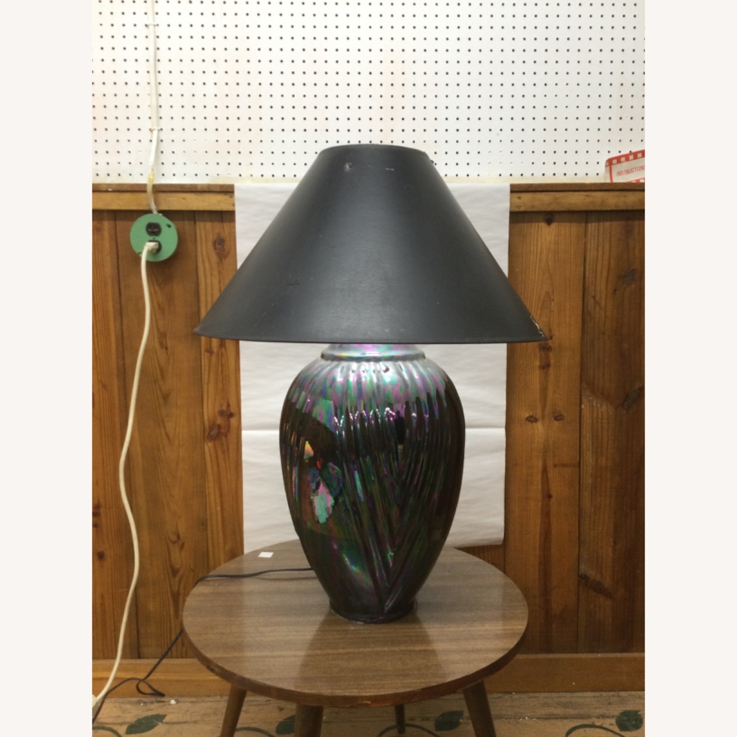 Postmodern Iridescent Black Ceramic Table Lamp - image-13