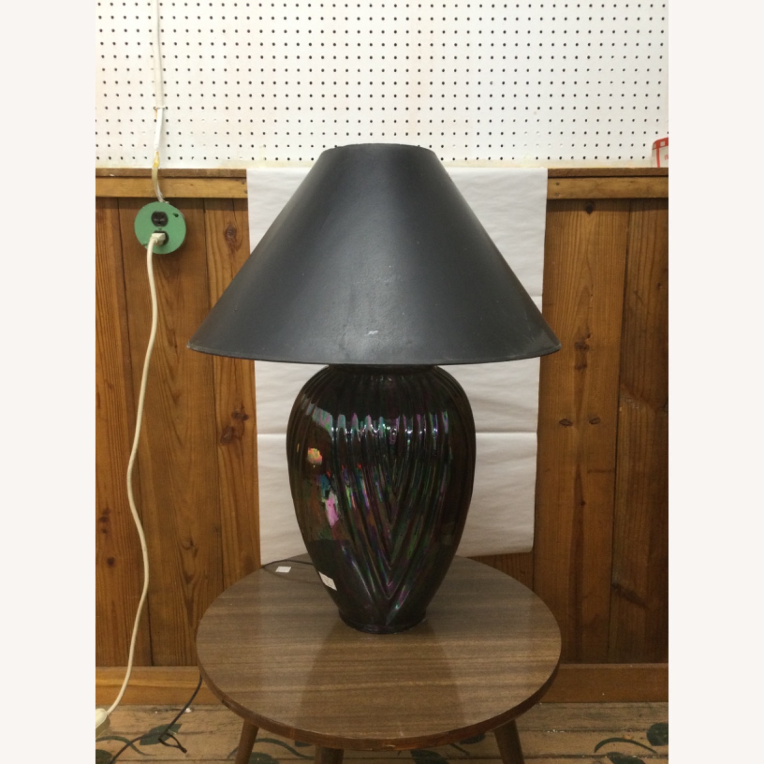 Postmodern Iridescent Black Ceramic Table Lamp - image-4