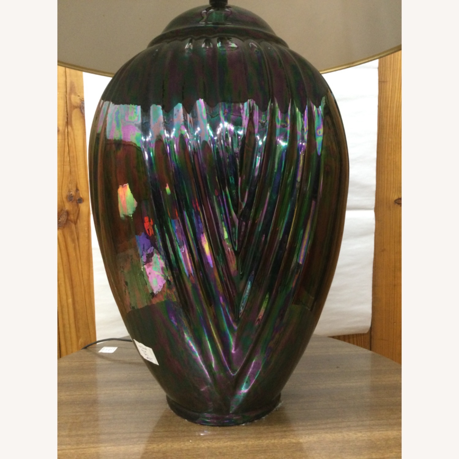 Postmodern Iridescent Black Ceramic Table Lamp - image-2