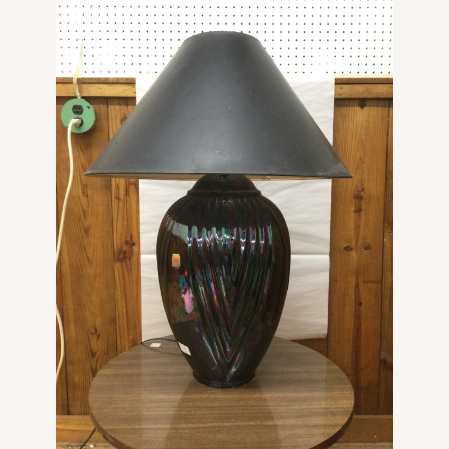 Postmodern Iridescent Black Ceramic Table Lamp - image-1