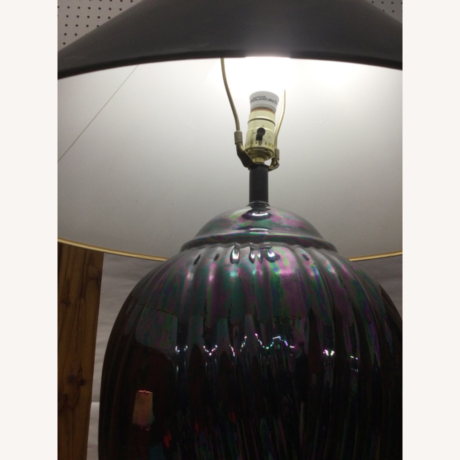 Postmodern Iridescent Black Ceramic Table Lamp - image-9
