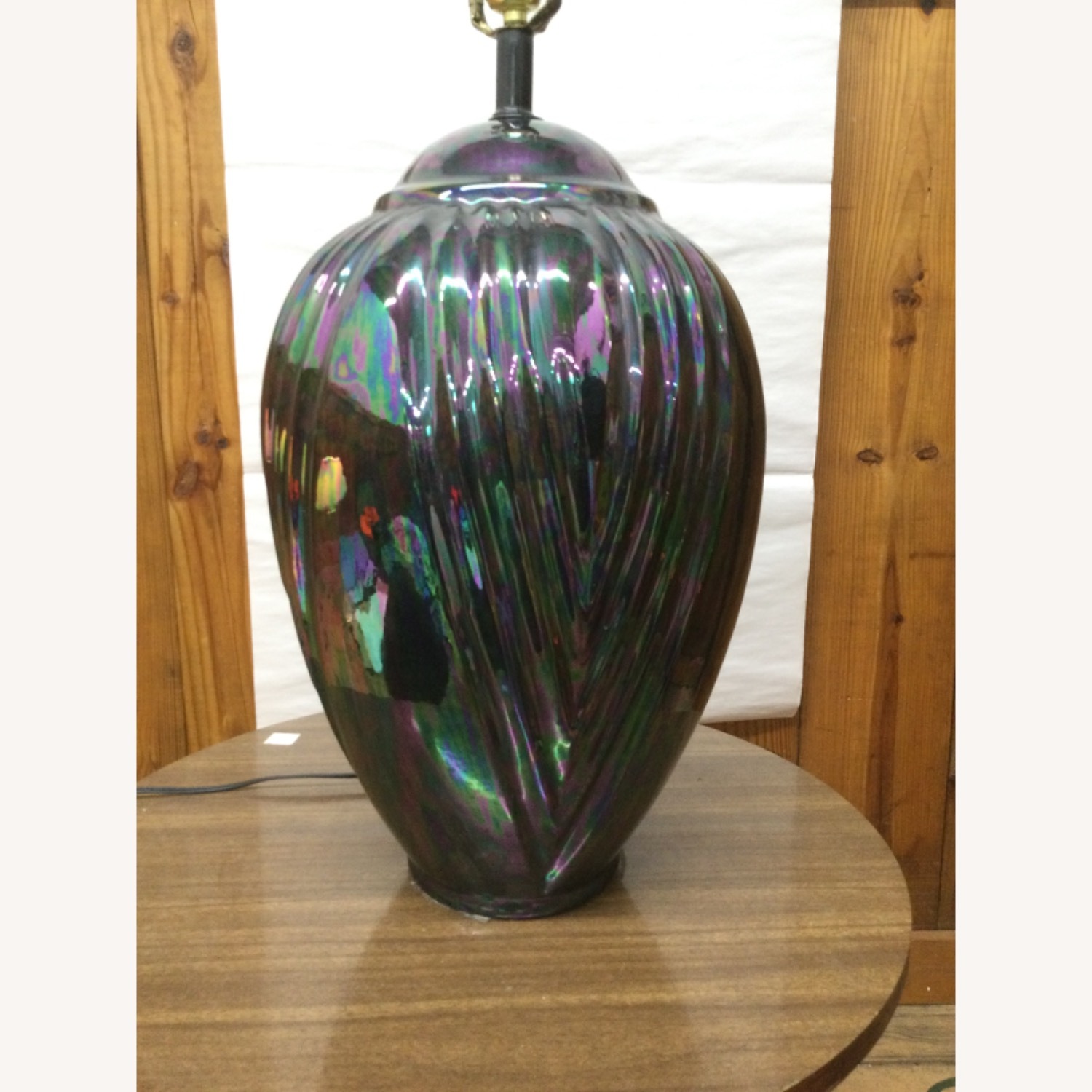 Postmodern Iridescent Black Ceramic Table Lamp - image-14