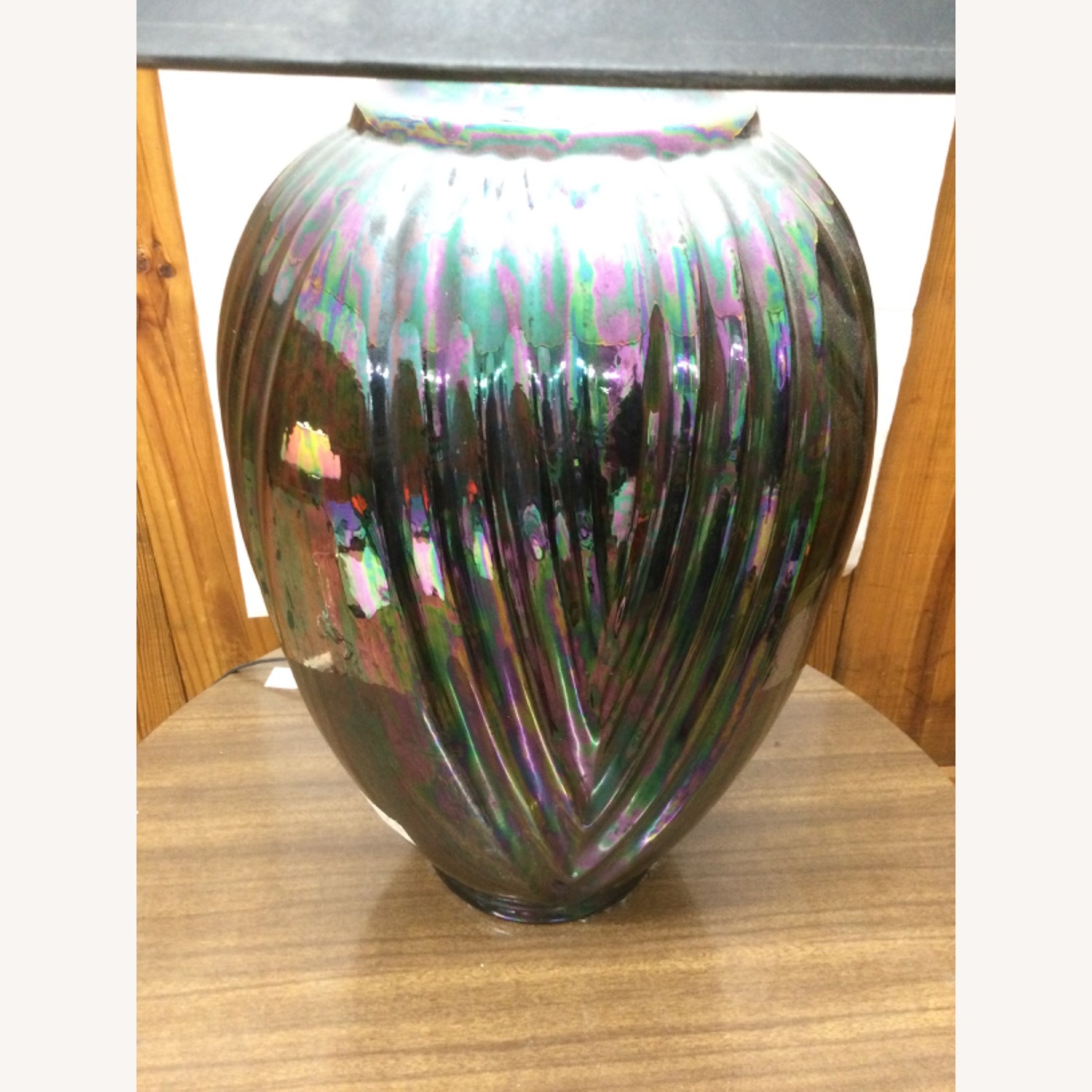 Postmodern Iridescent Black Ceramic Table Lamp - image-8