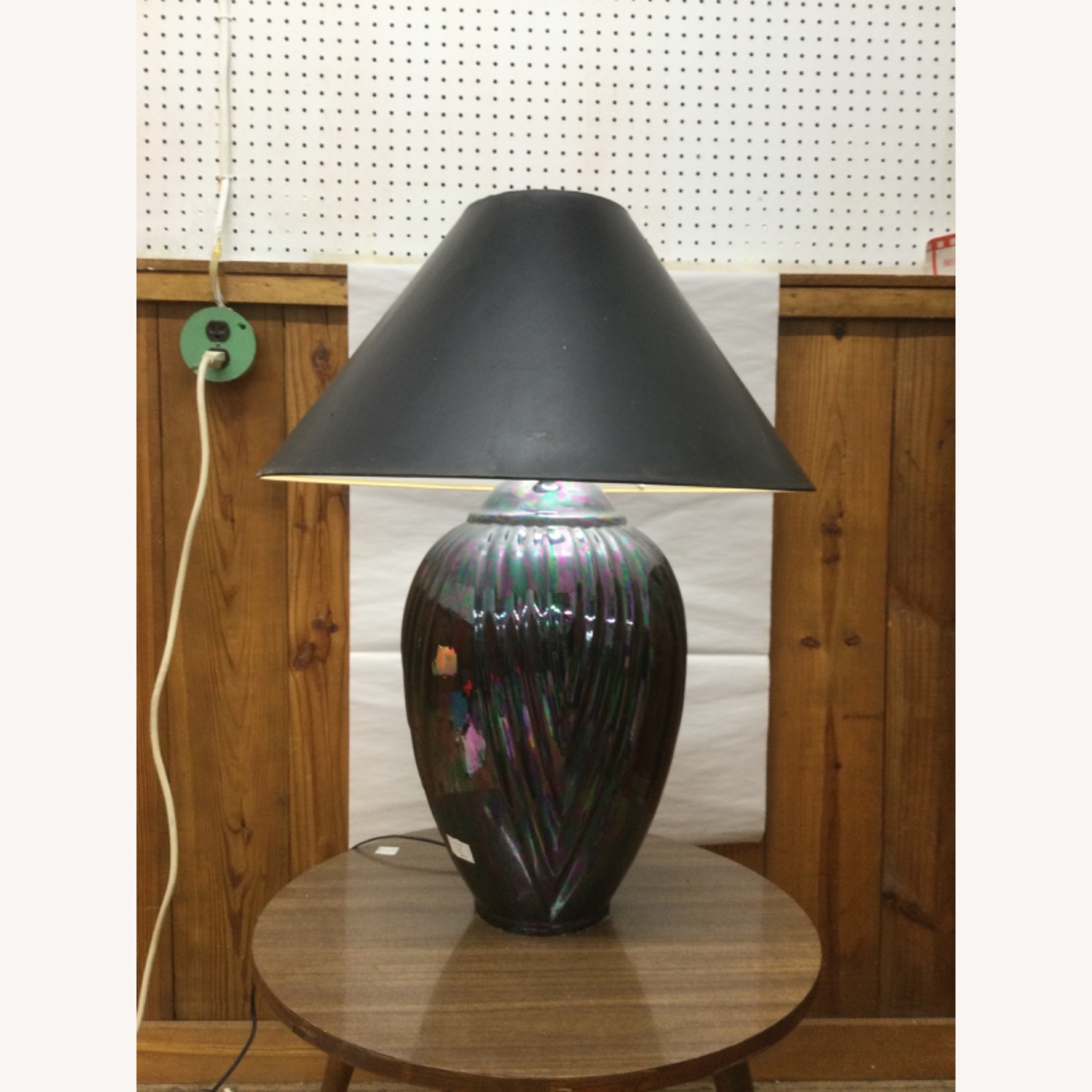 Postmodern Iridescent Black Ceramic Table Lamp - image-6