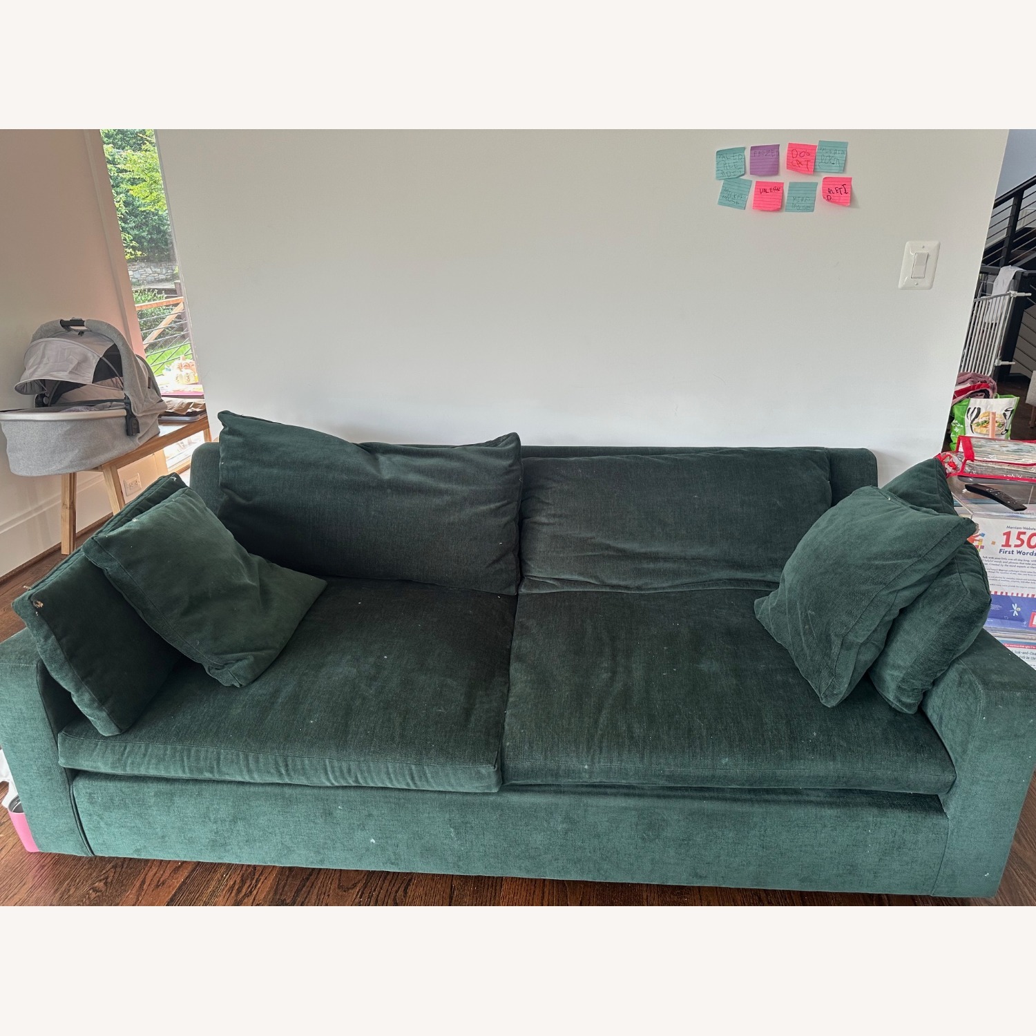 West Elm Harmony Forest Green Couch - image-1