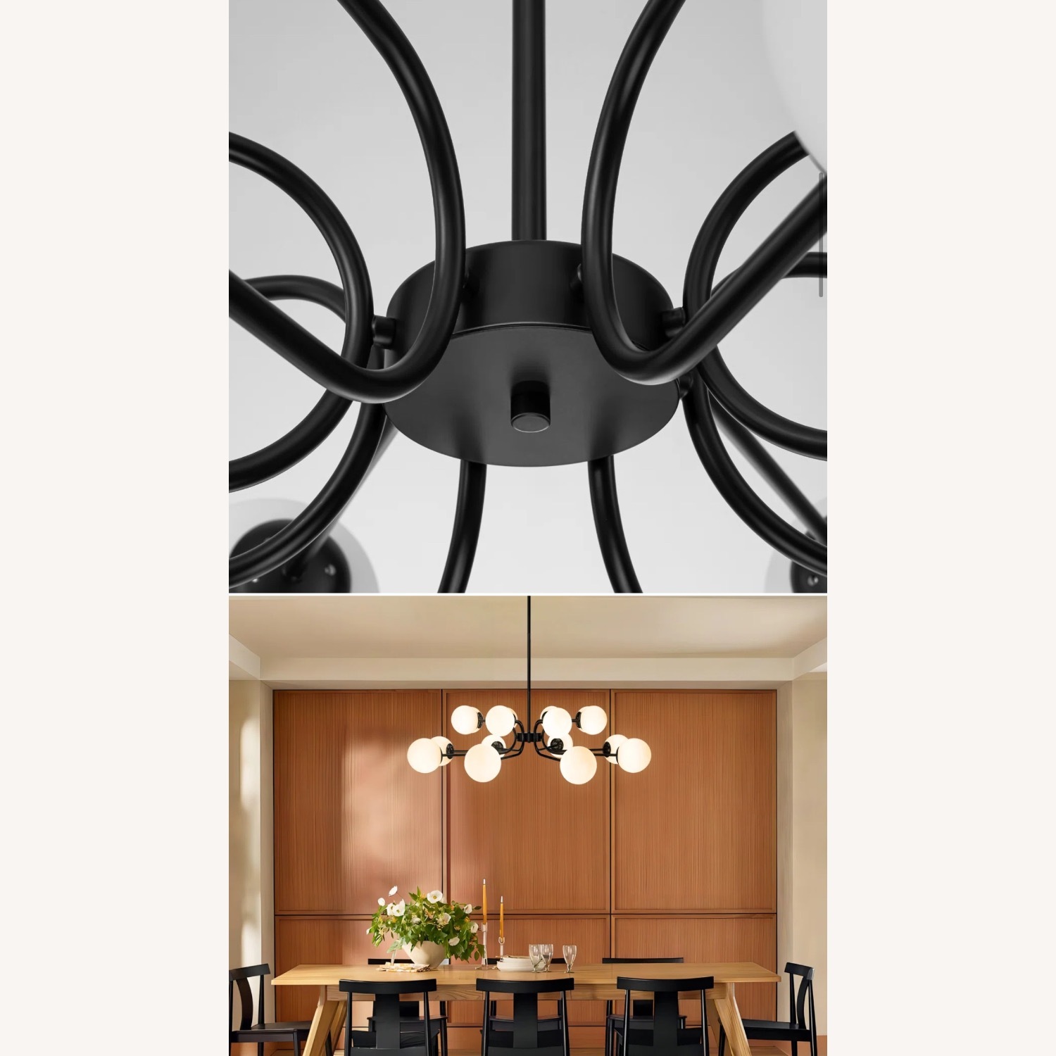 Modern Black Sputnik Chandelier Light Fixture - image-1