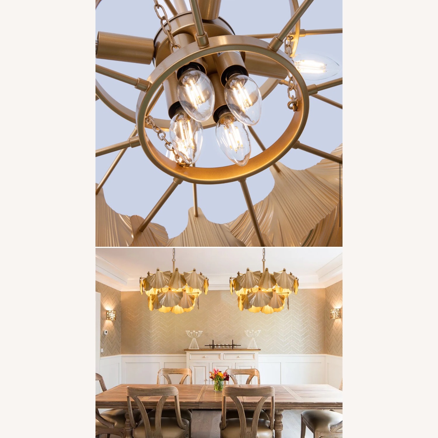 Gold Leaf Chandelier - image-3