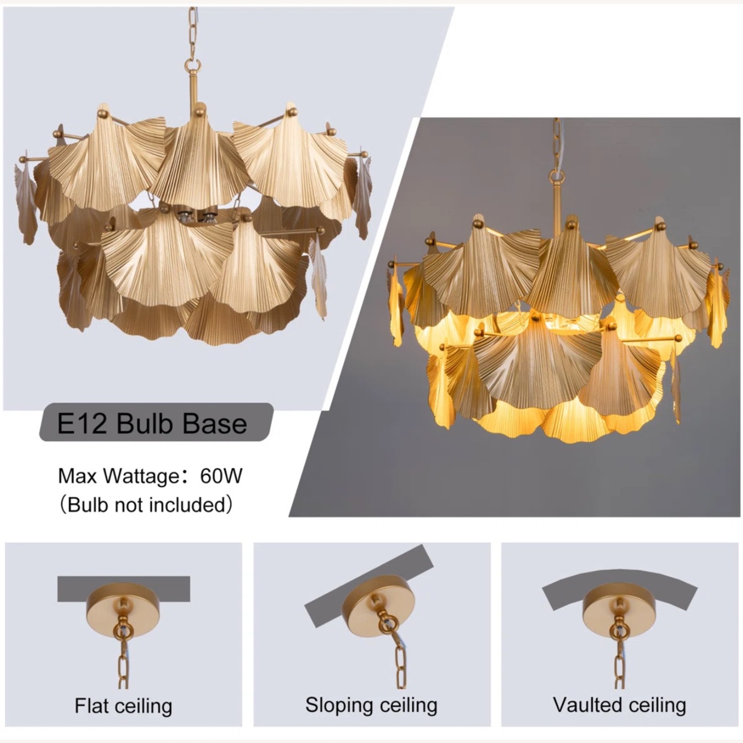 Gold Leaf Chandelier - image-5