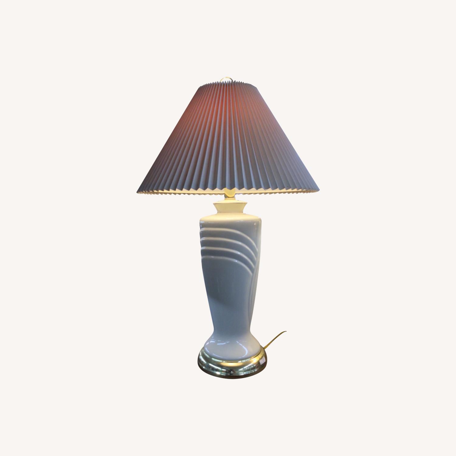 Postmodern Ceramic Table Lamp with Brass Base - image-0