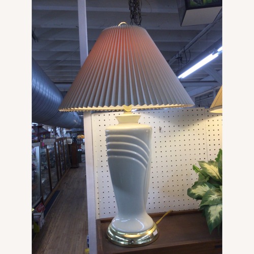 Used Postmodern Ceramic Table Lamp with Brass Base for sale on AptDeco
