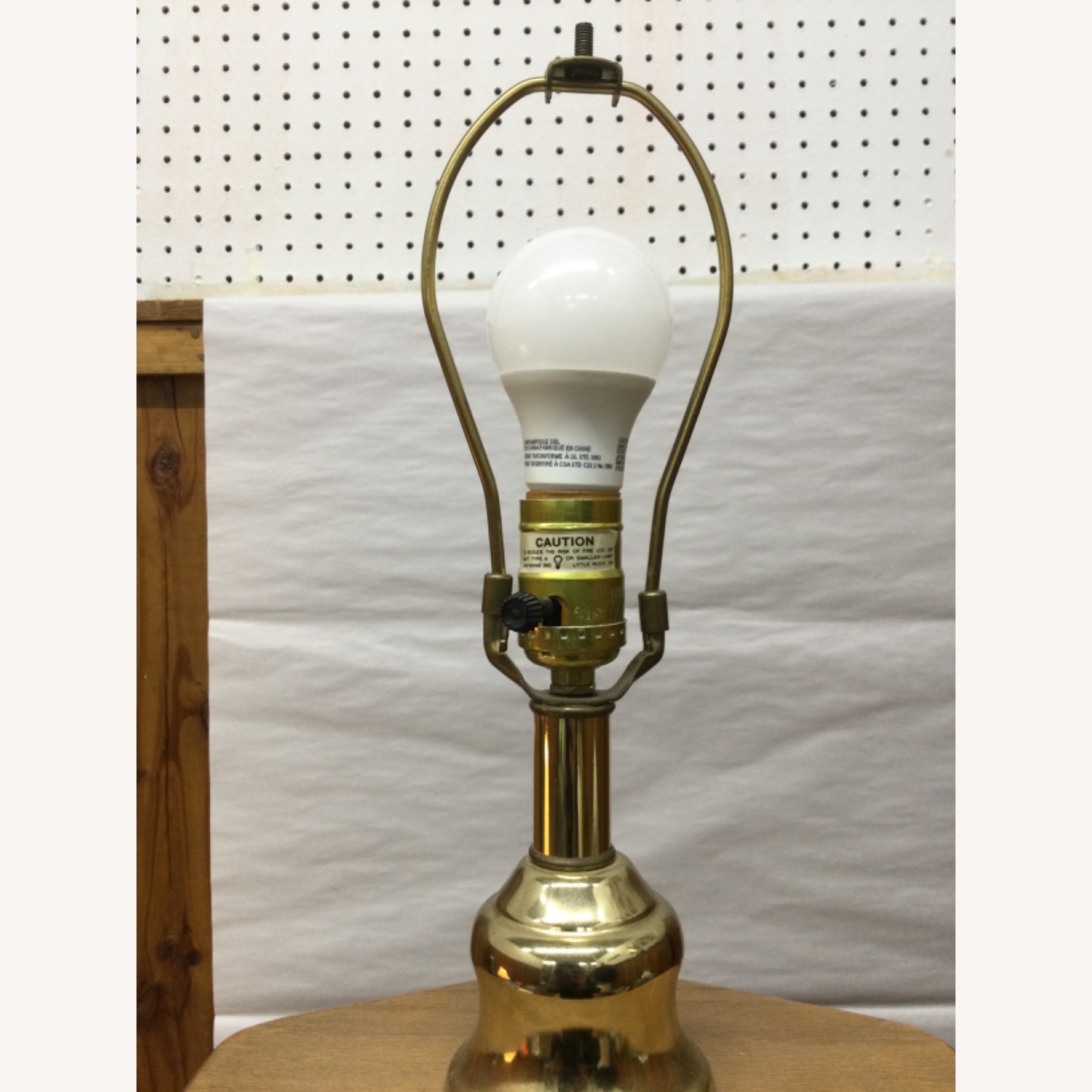 Vintage Table Lamp W Brass Accent & Pleated Shade - image-16