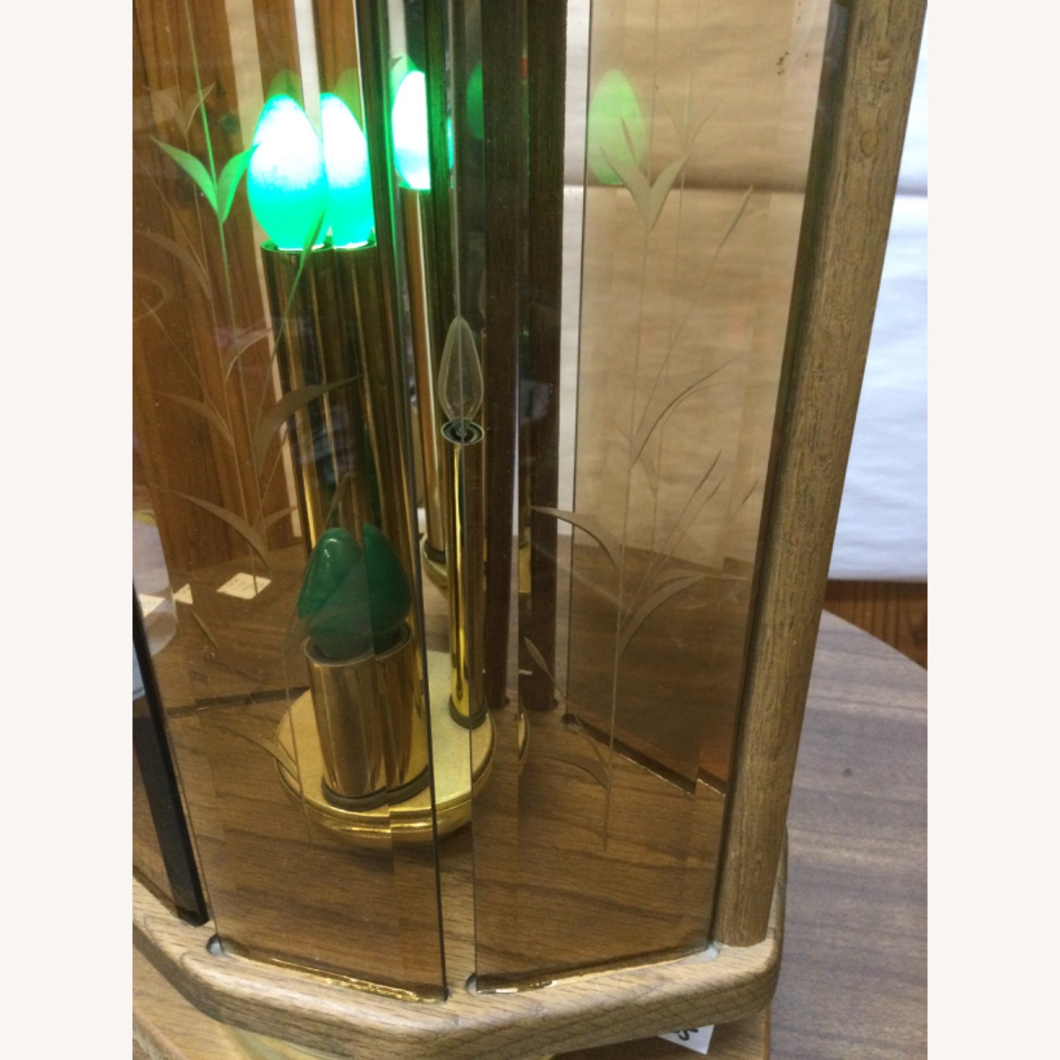 Vintage Table Lamp W Brass Accent & Pleated Shade - image-15