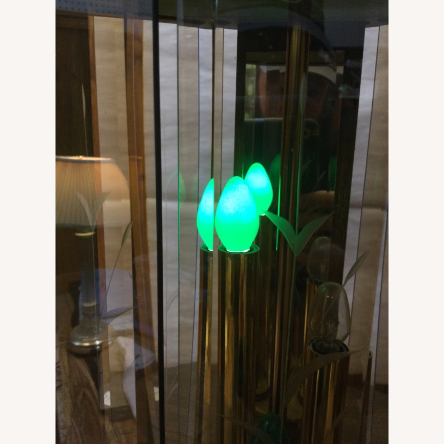Vintage Table Lamp W Brass Accent & Pleated Shade - image-6
