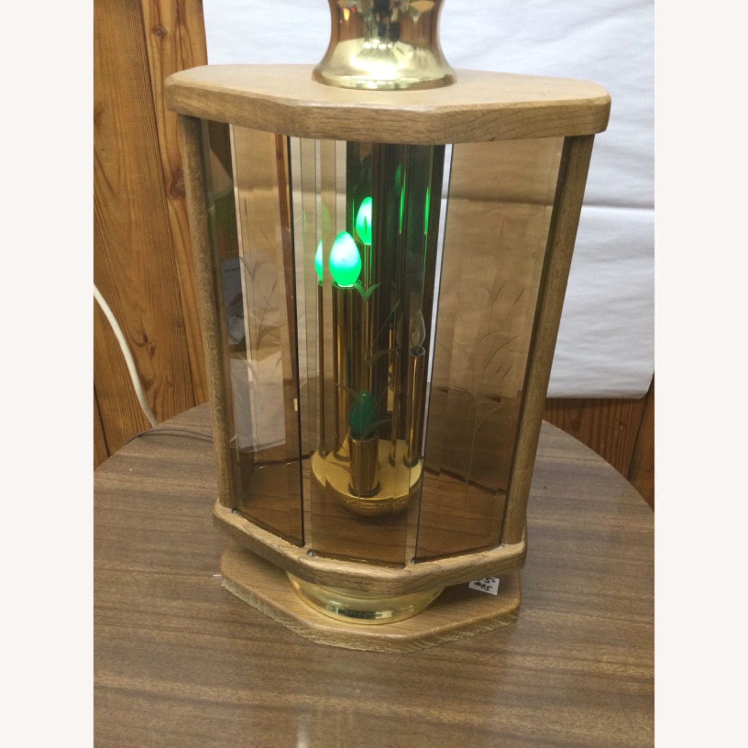 Vintage Table Lamp W Brass Accent & Pleated Shade - image-14