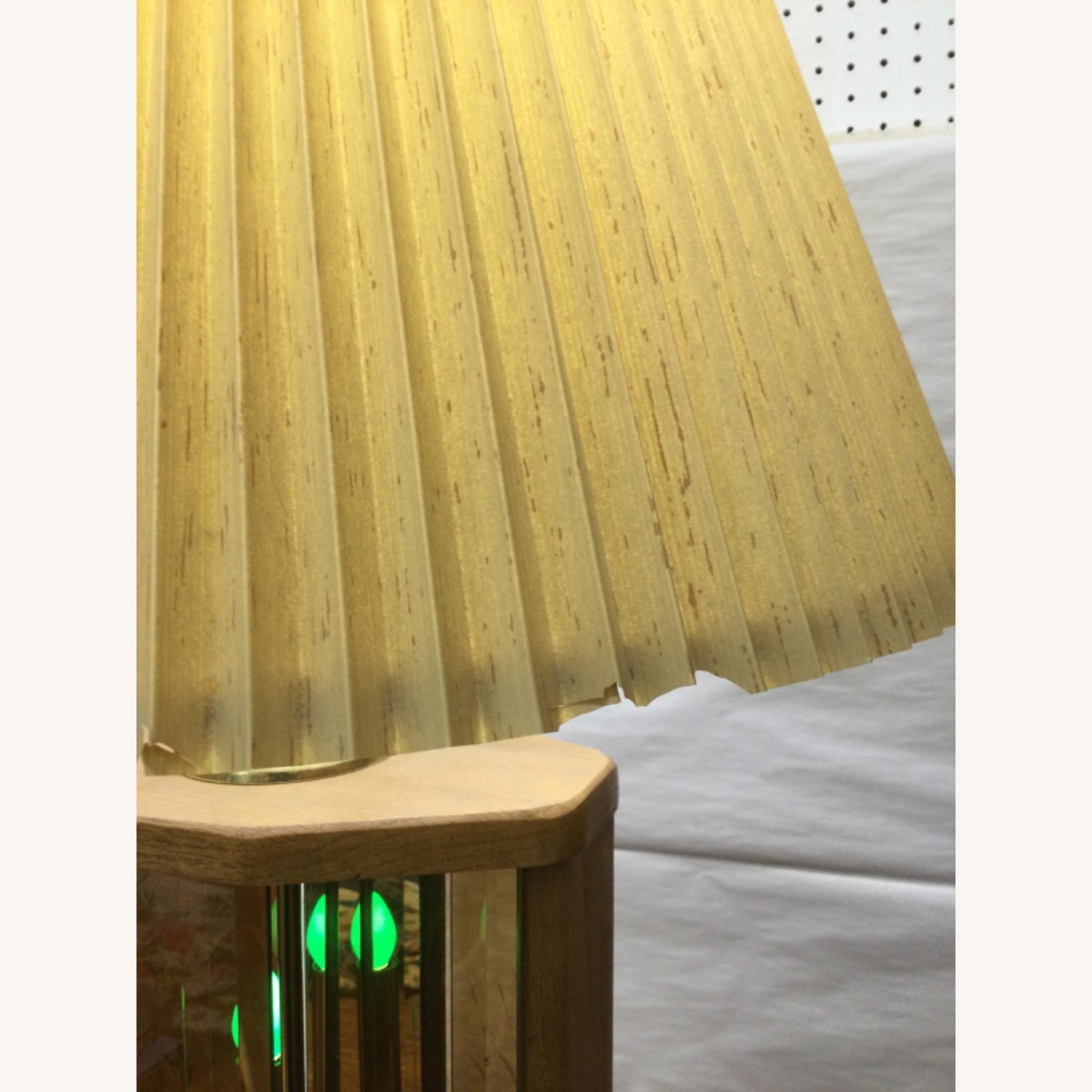 Vintage Table Lamp W Brass Accent & Pleated Shade - image-12