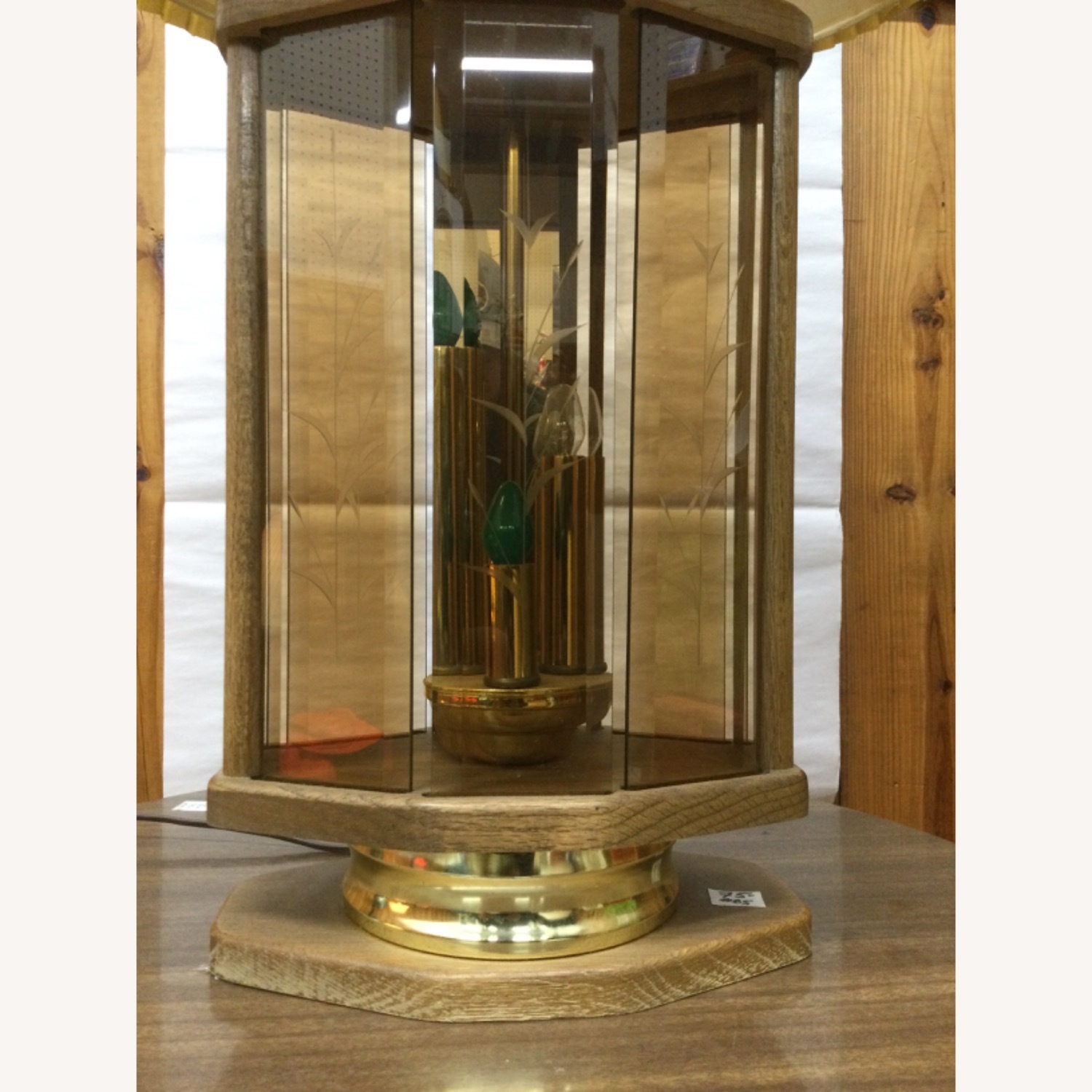 Vintage Table Lamp W Brass Accent & Pleated Shade - image-4