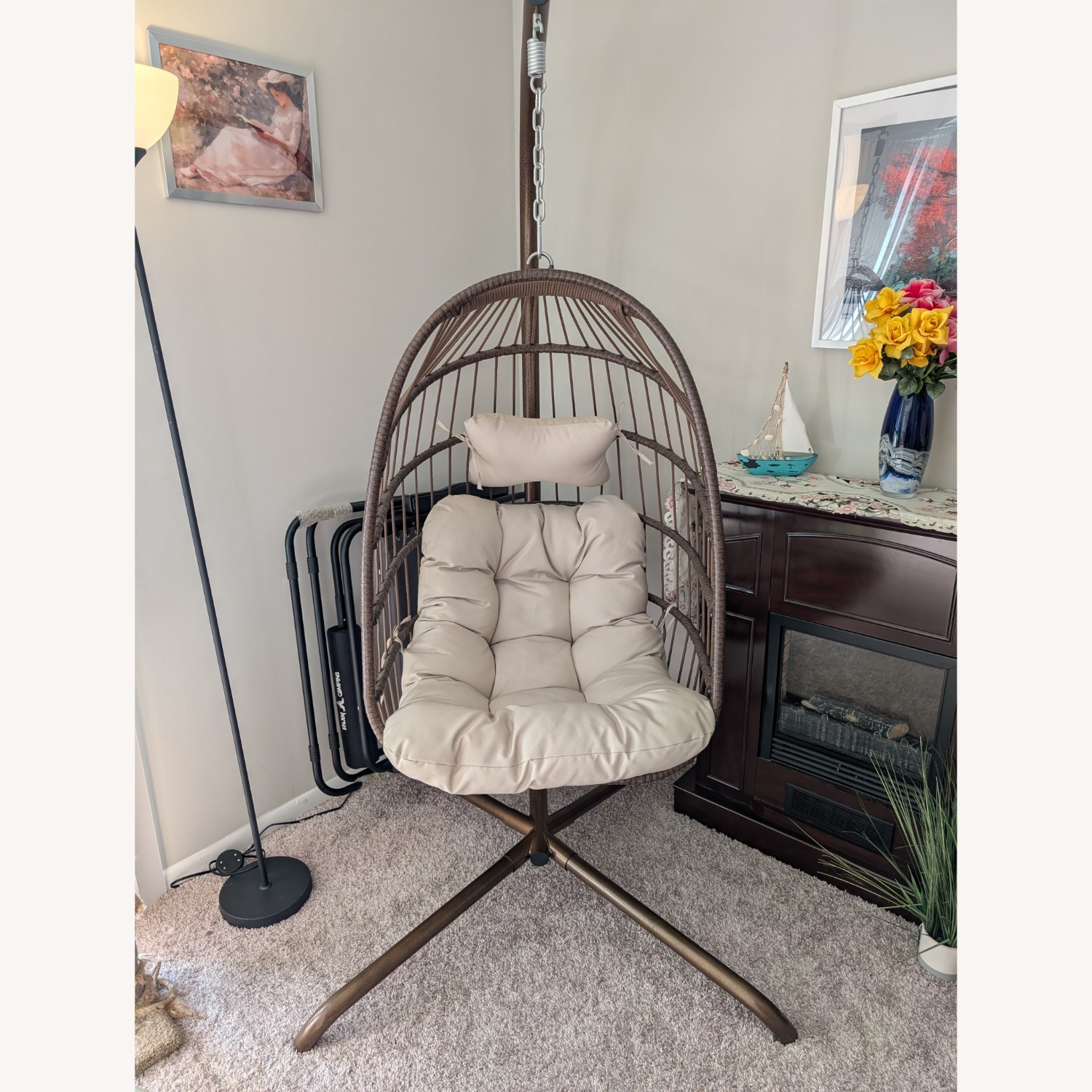Radiata Hanging Egg Chair with Stand - image-1