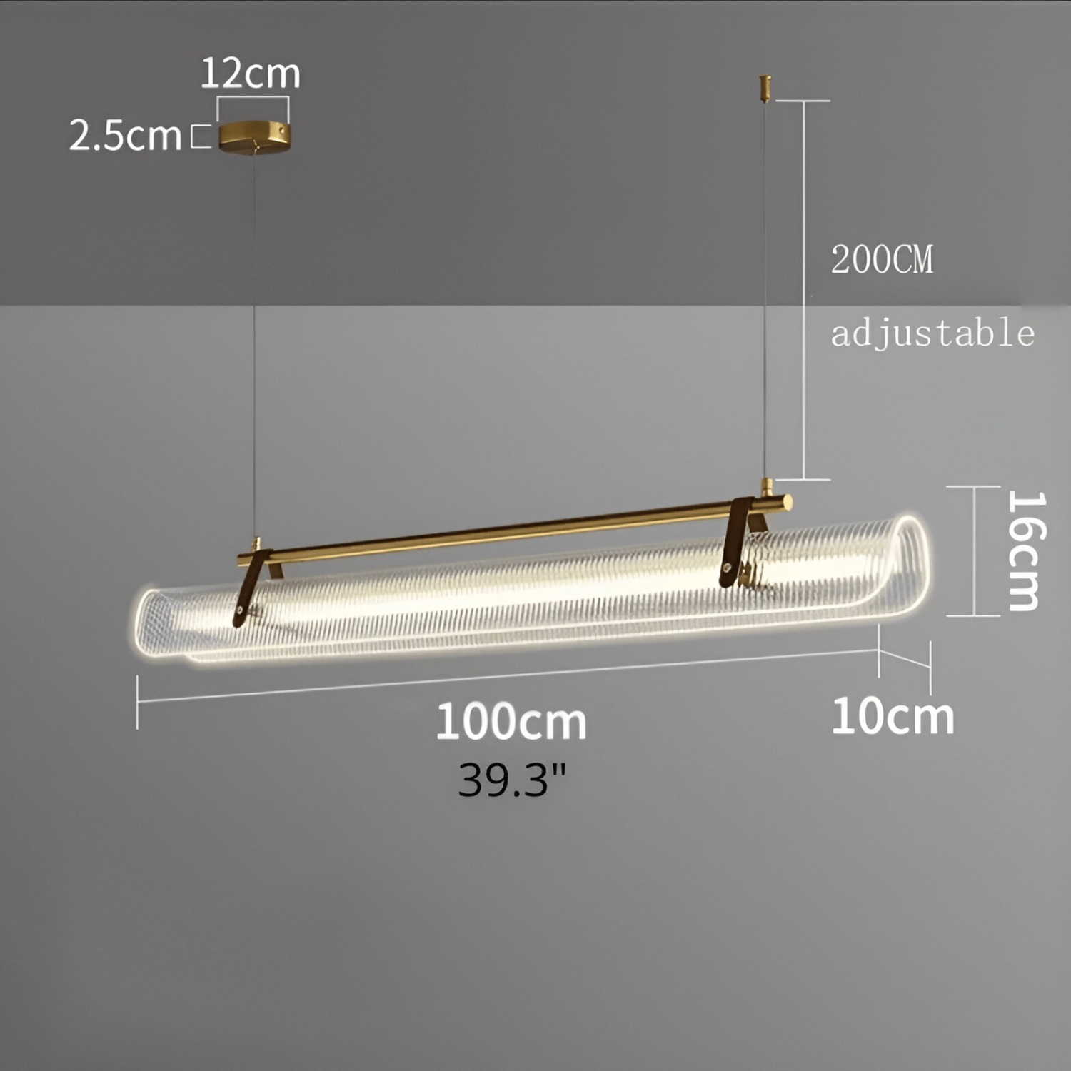 Black Rectangle Metal/Leather Chandelier L39.4 - image-5