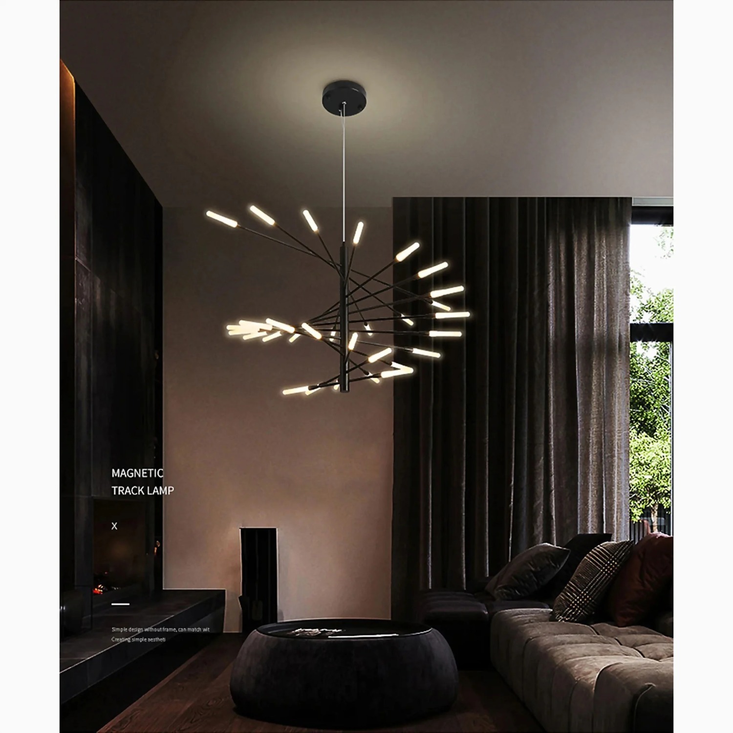 Duplex Firework Shape LED Chandelier, 39.4' - image-2