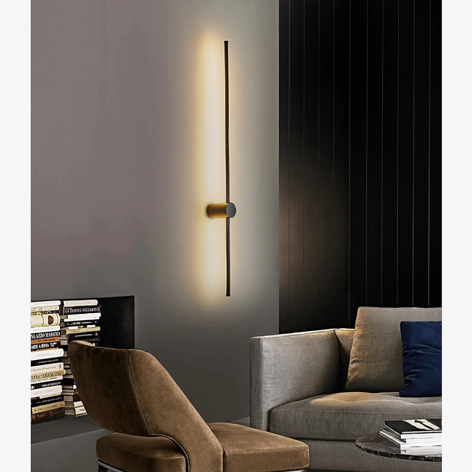 Gold Minimalist Modern 31.5'' Long LED Wall Lamp - image-2