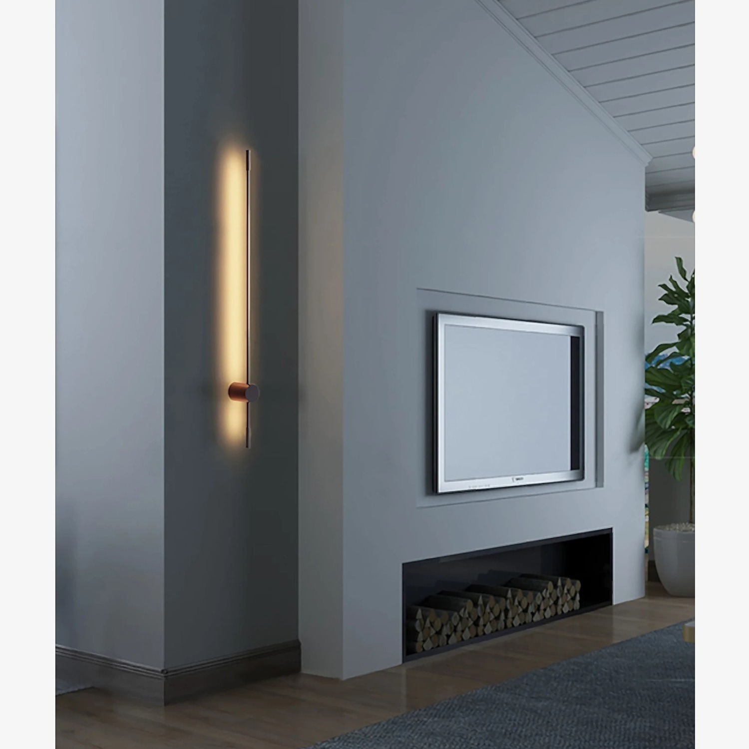 Gold Minimalist Modern 31.5'' Long LED Wall Lamp - image-3